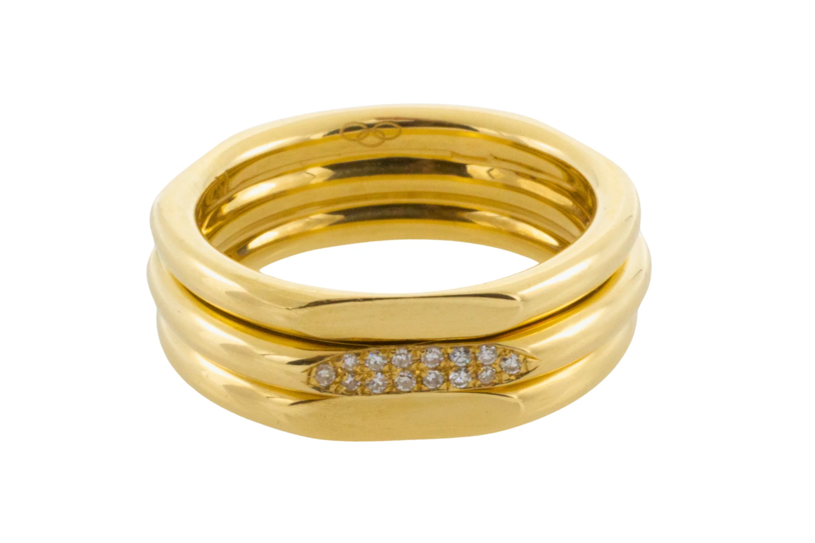 Triple band ring with diamonds - Image 4