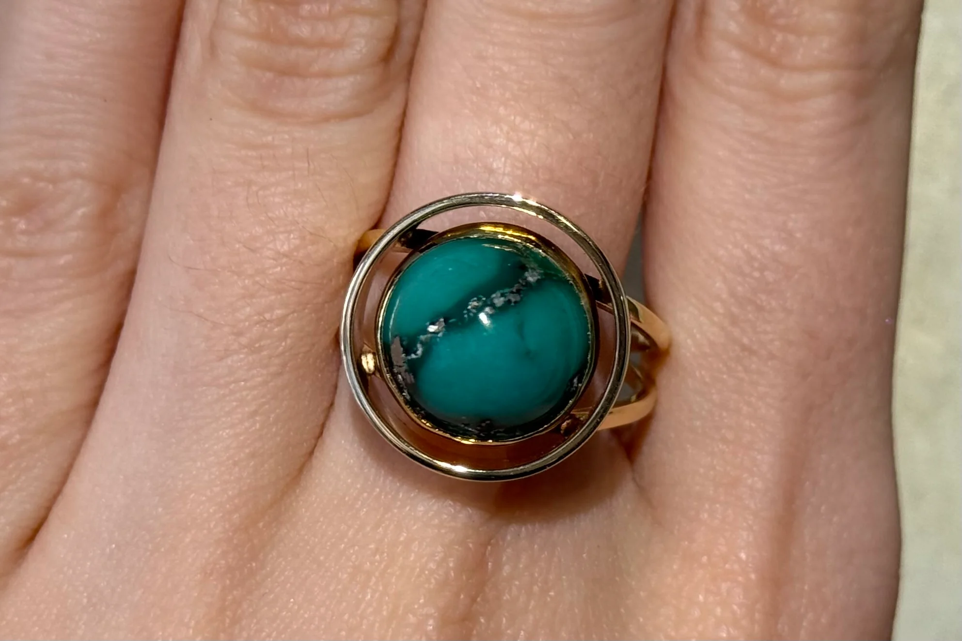 Turquoise ring in 14 carat gold - Image 7