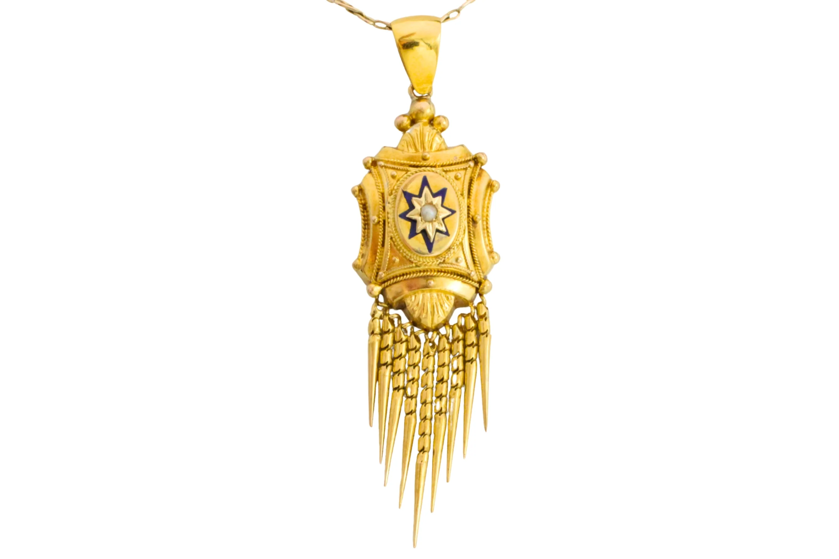 Victorian tassel pendant with enamel and pearl - Image 2
