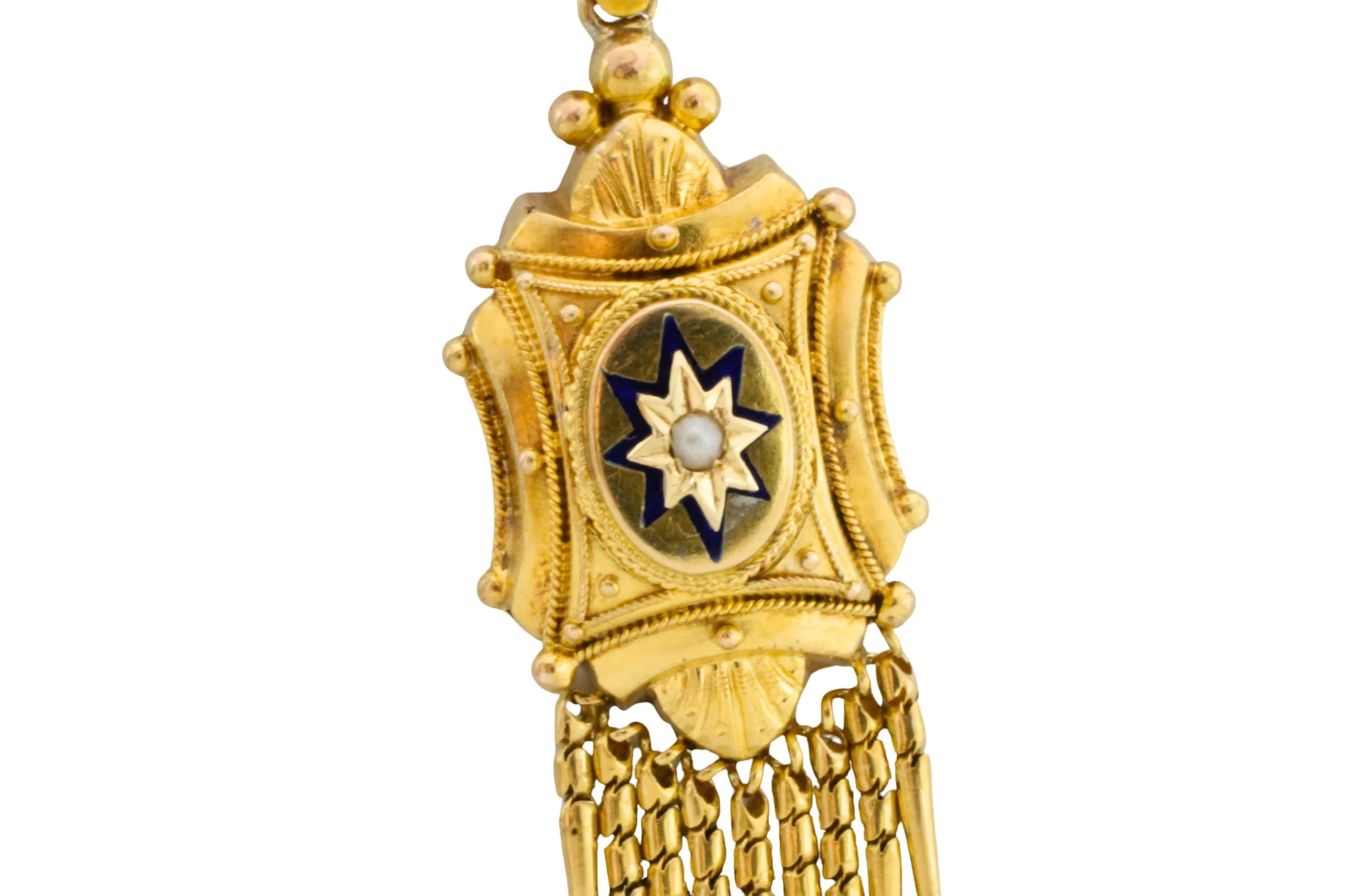 Victorian tassel pendant with enamel and pearl - Image 4