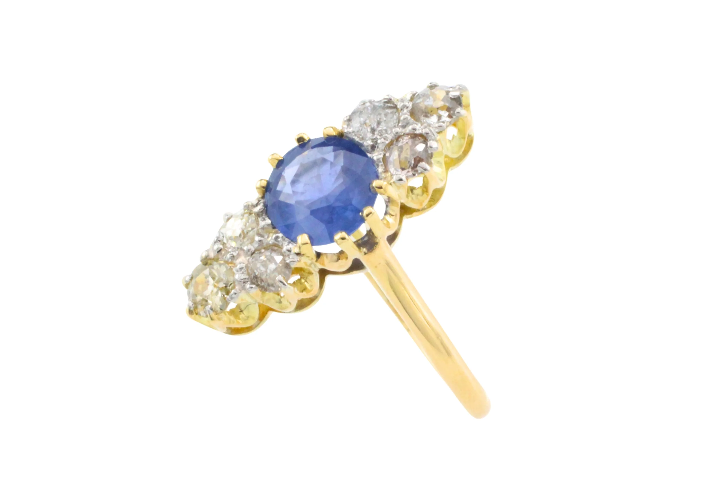 Victorian sapphire and old cut diamond ring - Image 2