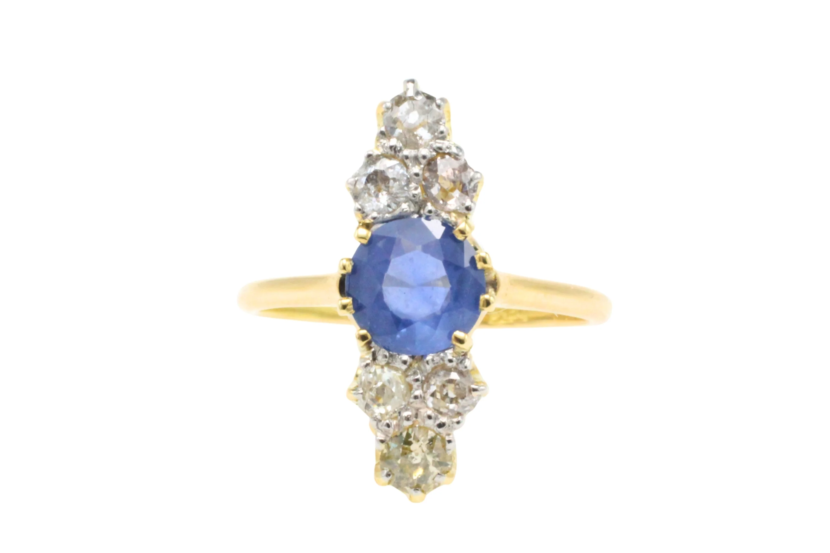 Victorian sapphire and old cut diamond ring - Image 3