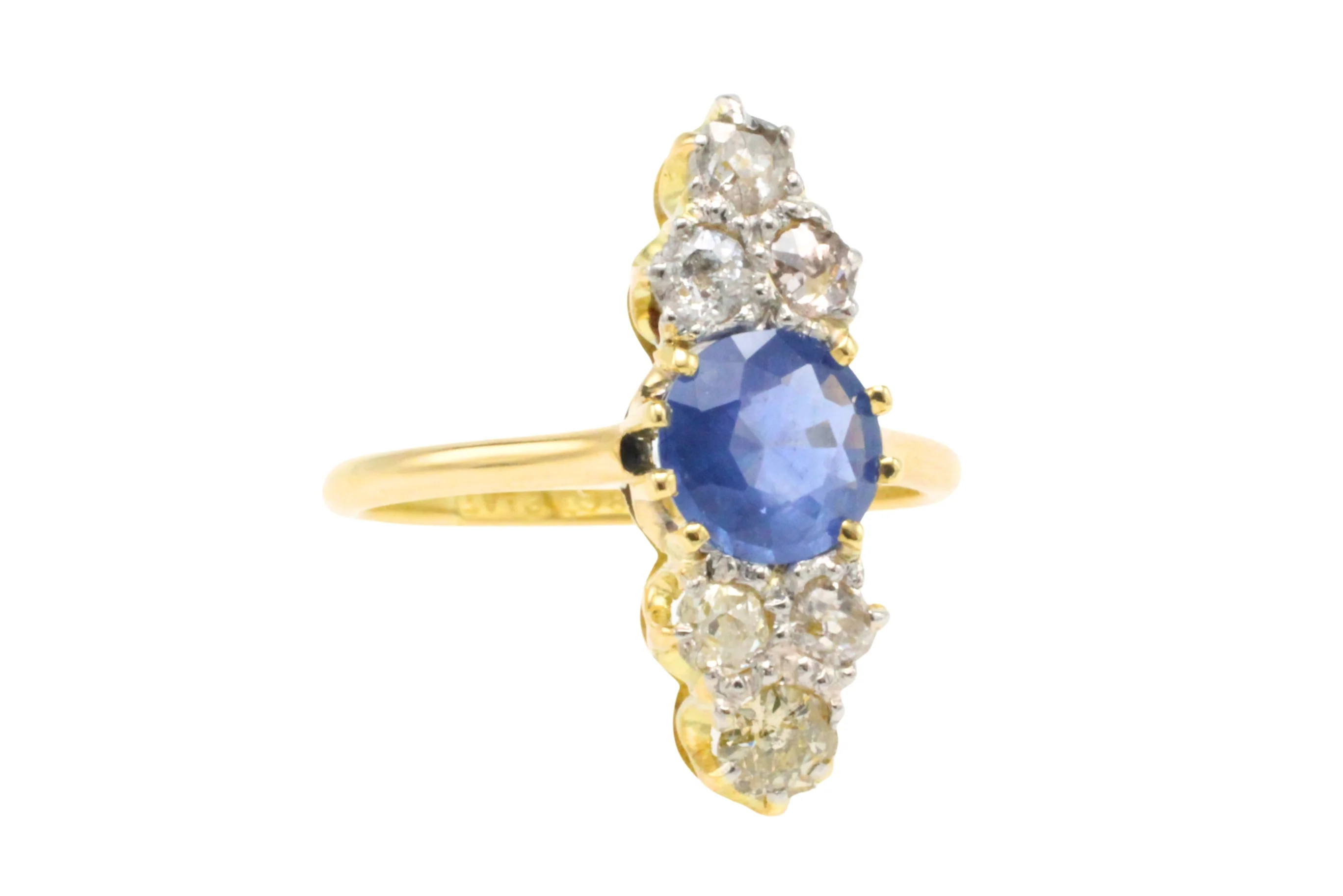 Victorian sapphire and old cut diamond ring - Image 4