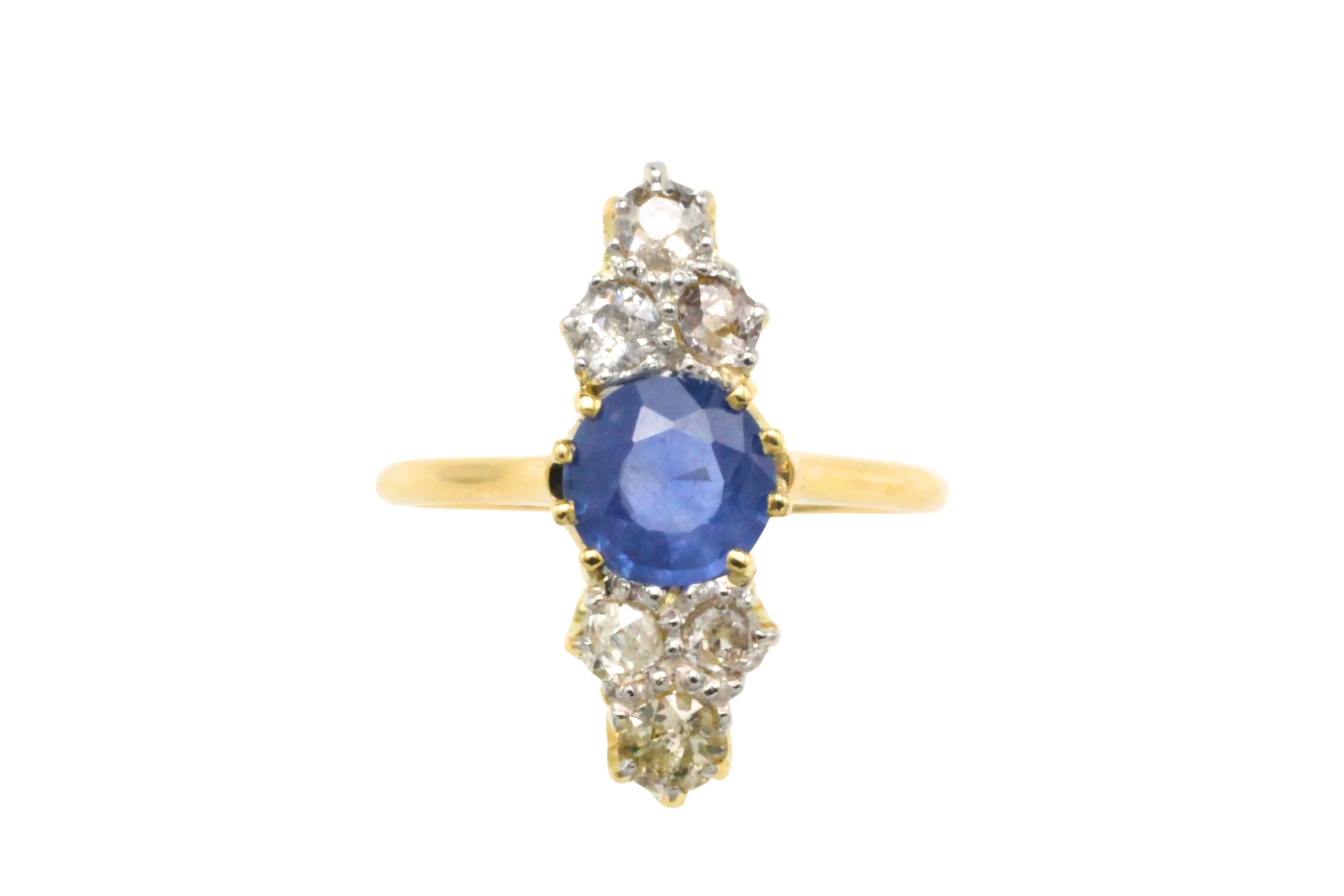 Victorian sapphire and old cut diamond ring - Image 6