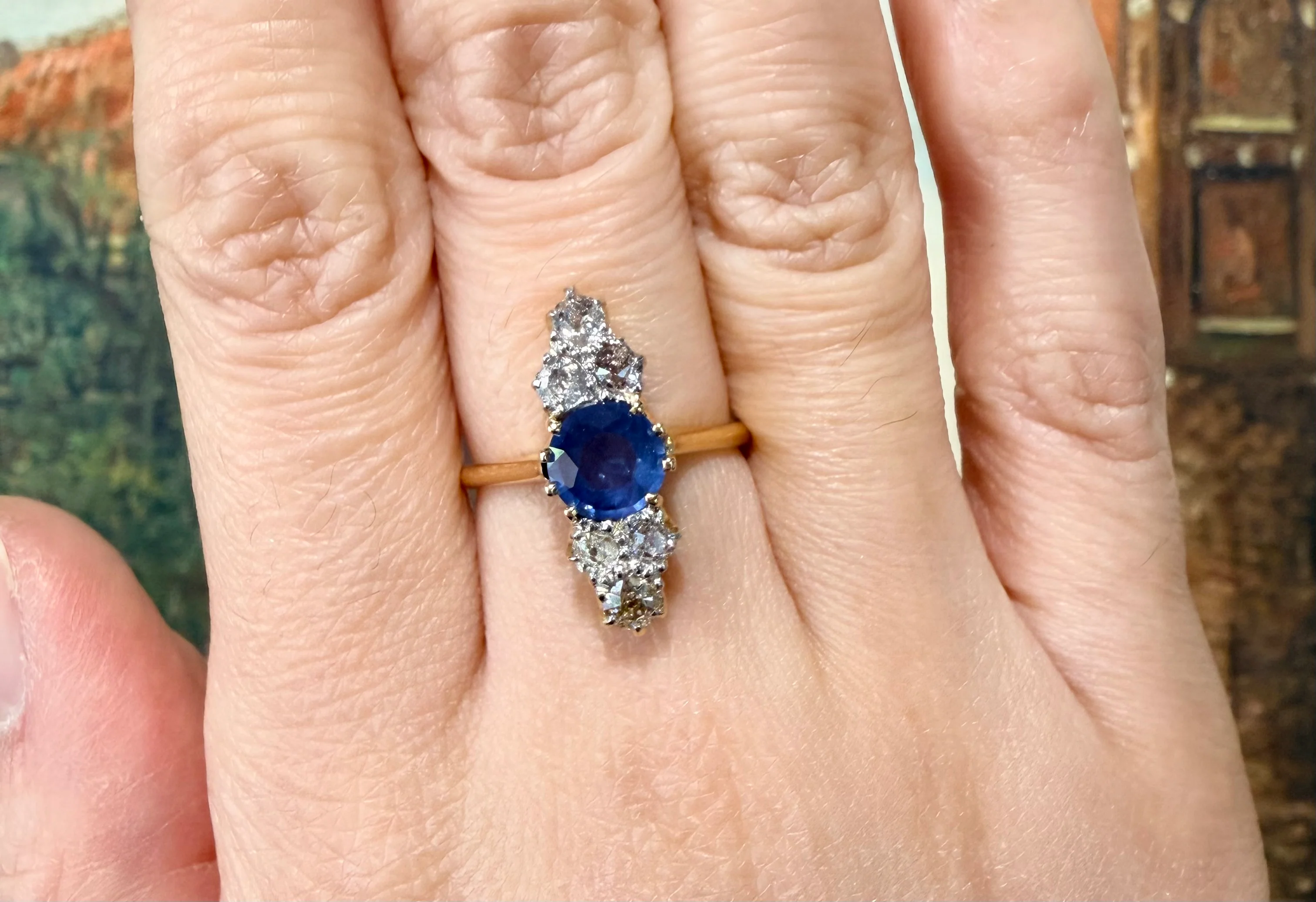 Victorian sapphire and old cut diamond ring - Image 8