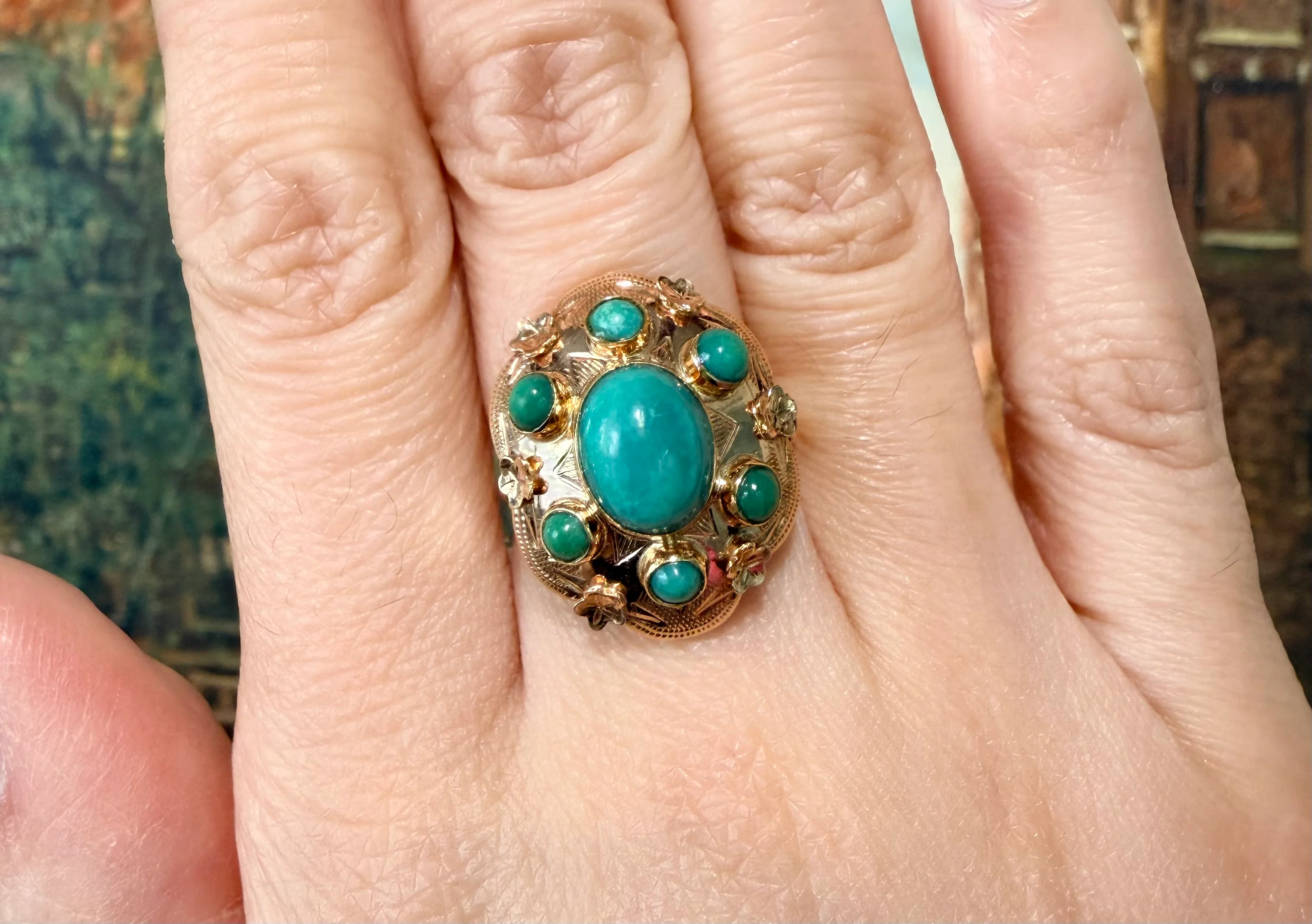 Vintage Turquoise ring in 14 carat gold - Image 6