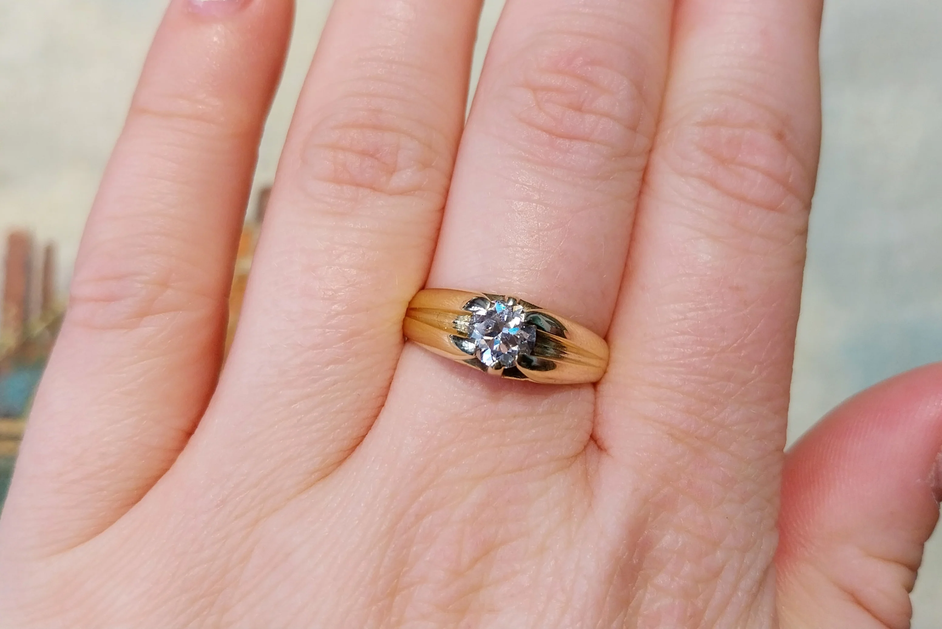 Vintage 14 carat gold brilliant cut diamond ring - Image 6