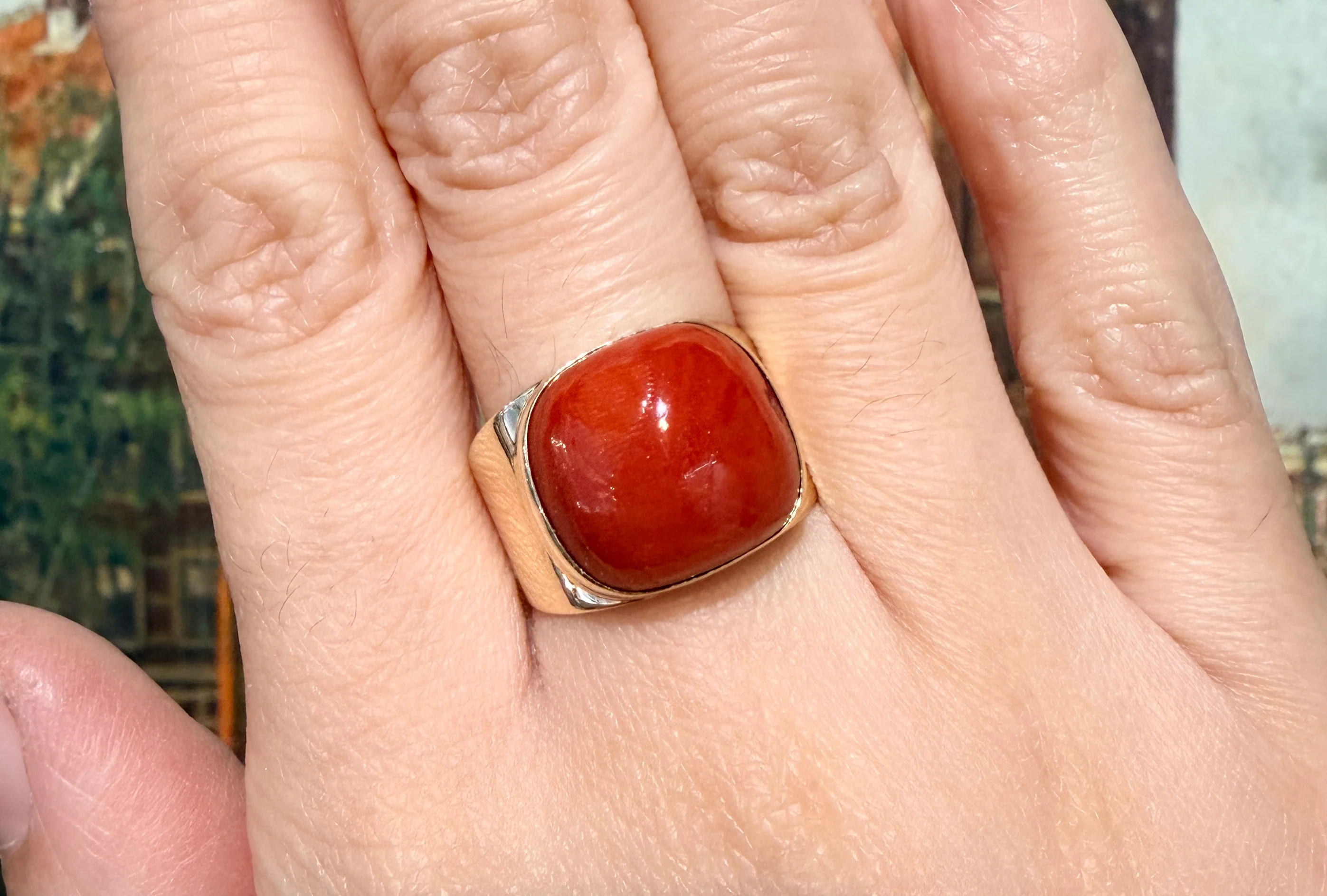 Vintage 14 carat gold cabochon ring - Image 6