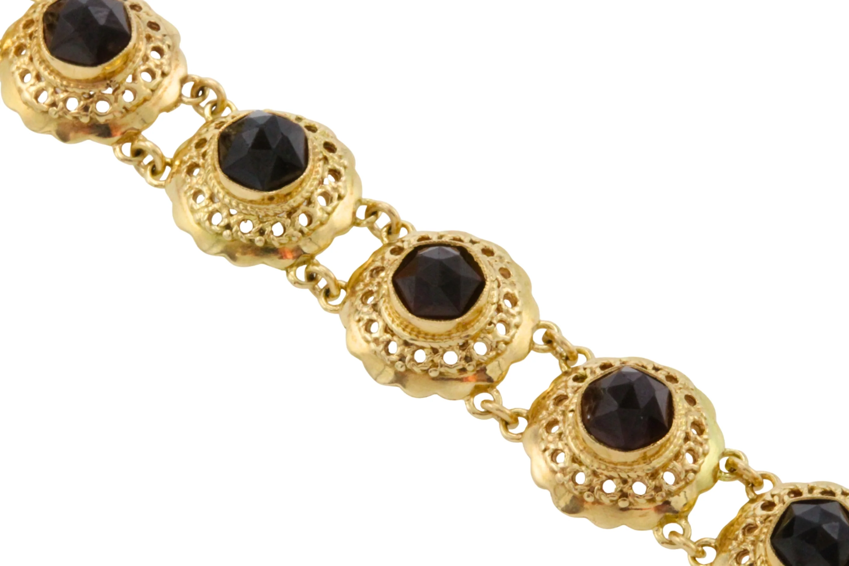 Vintage 14 carat gold link bracelet with garnets - Image 3