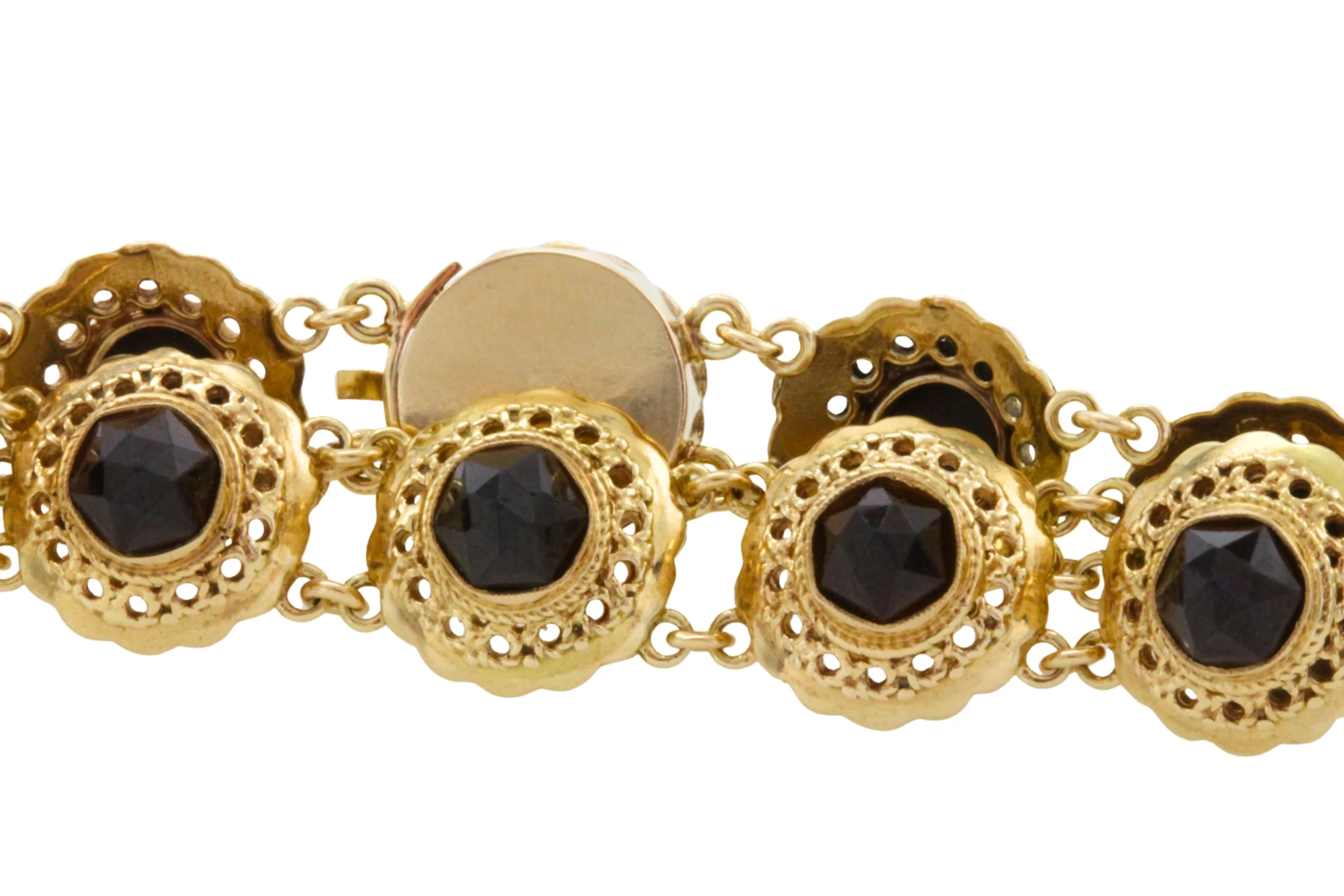 Vintage 14 carat gold link bracelet with garnets - Image 4
