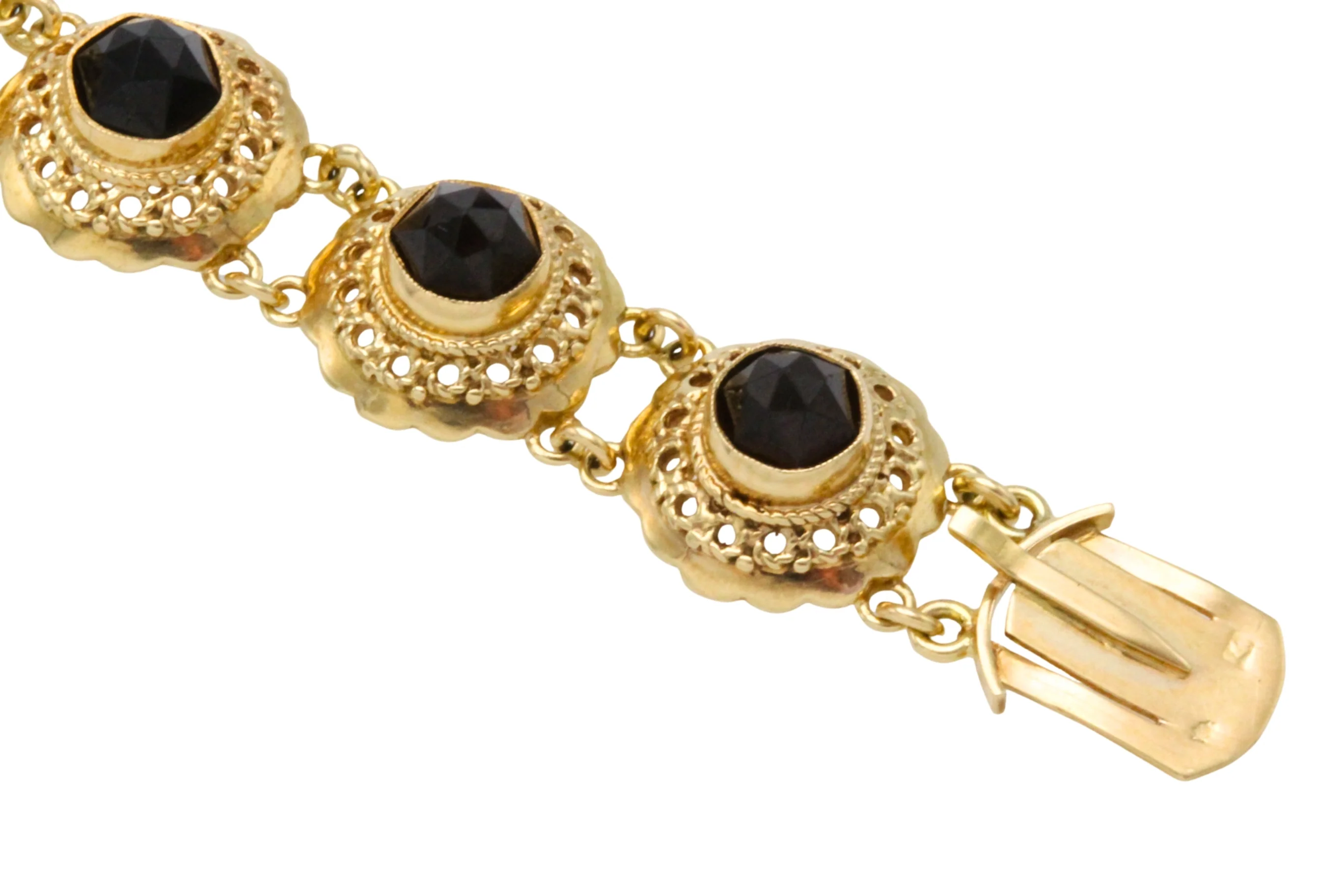 Vintage 14 carat gold link bracelet with garnets - Image 6