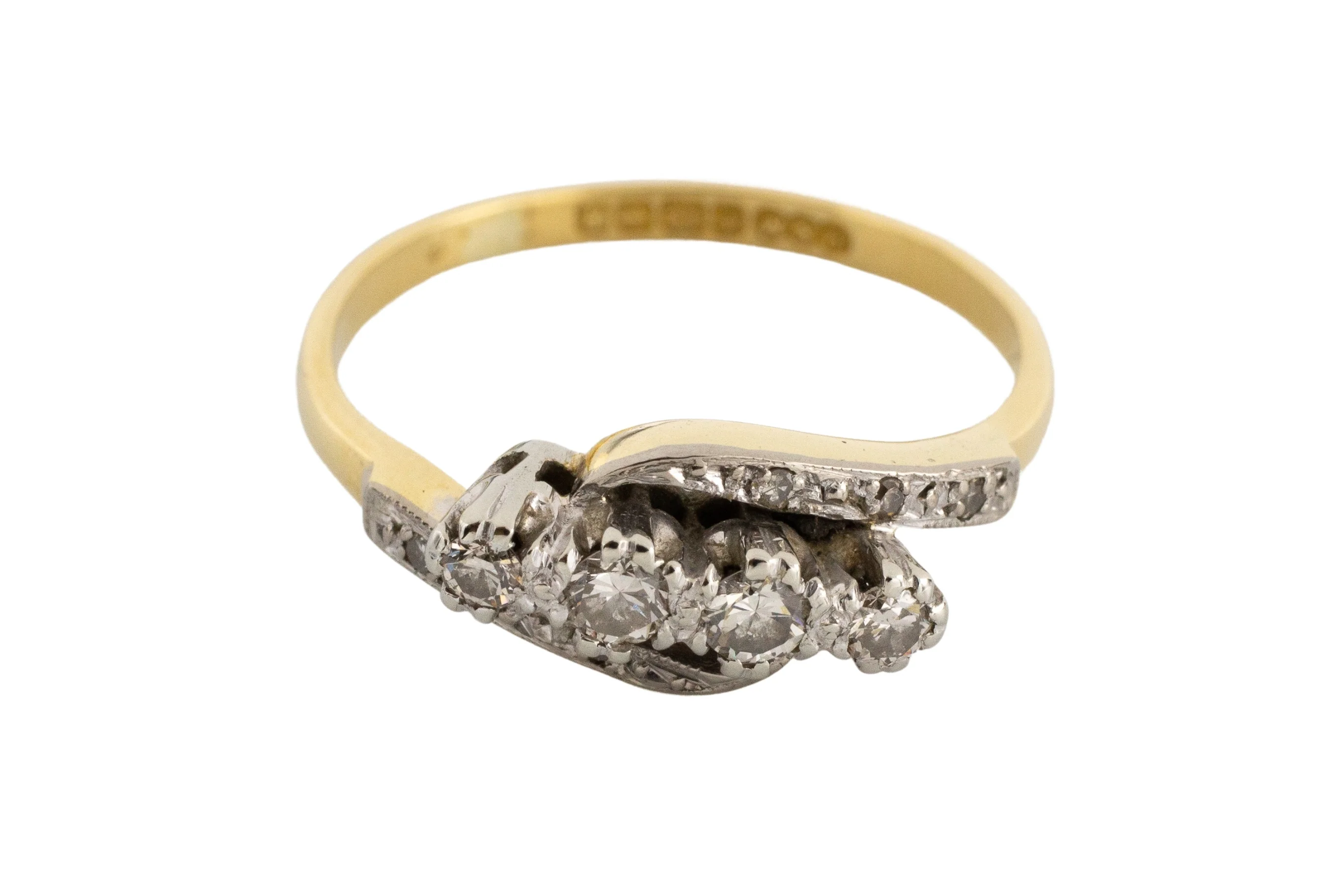 Vintage 18 carat gold diamond swirl ring - Image 2