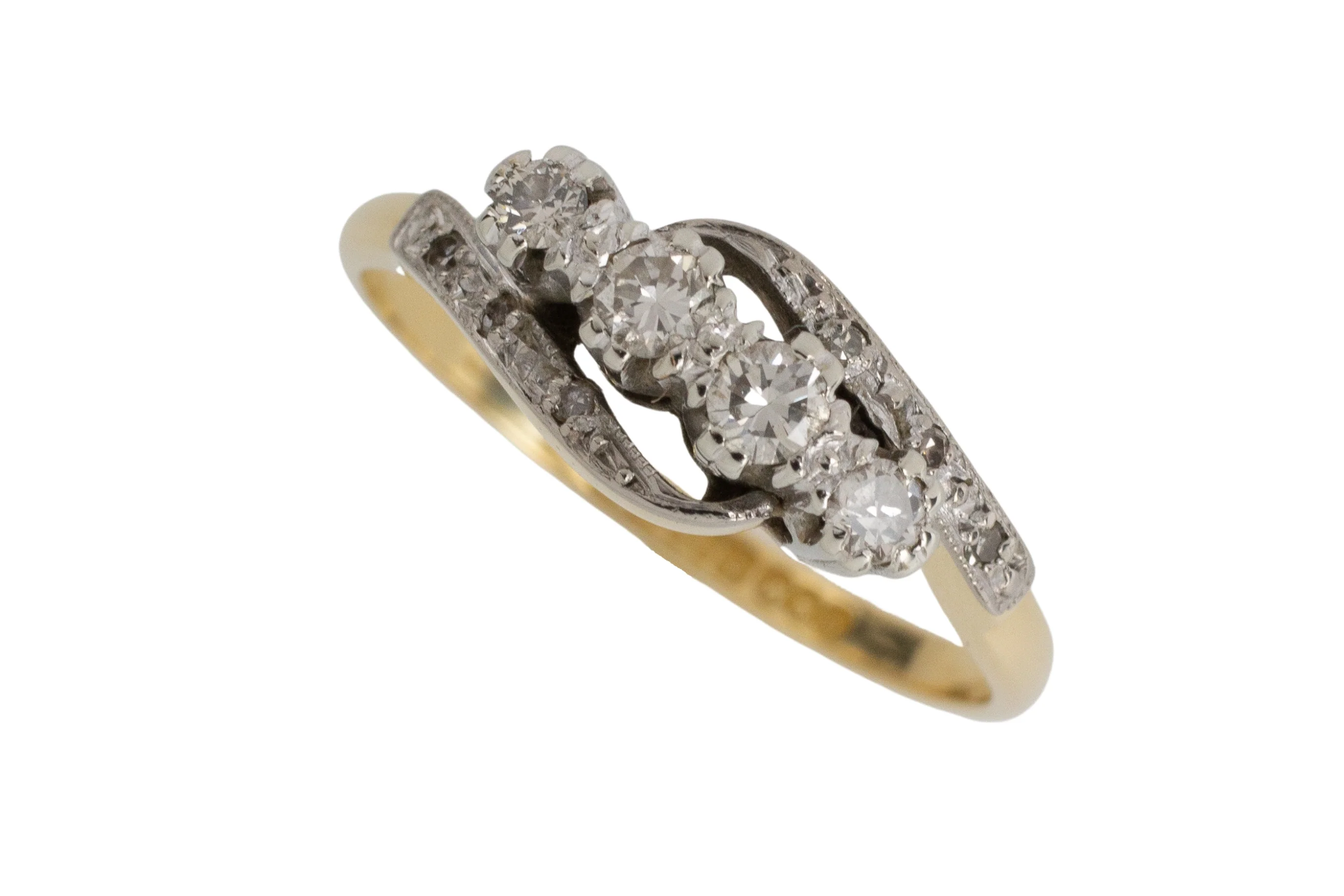 Vintage 18 carat gold diamond swirl ring - Image 3