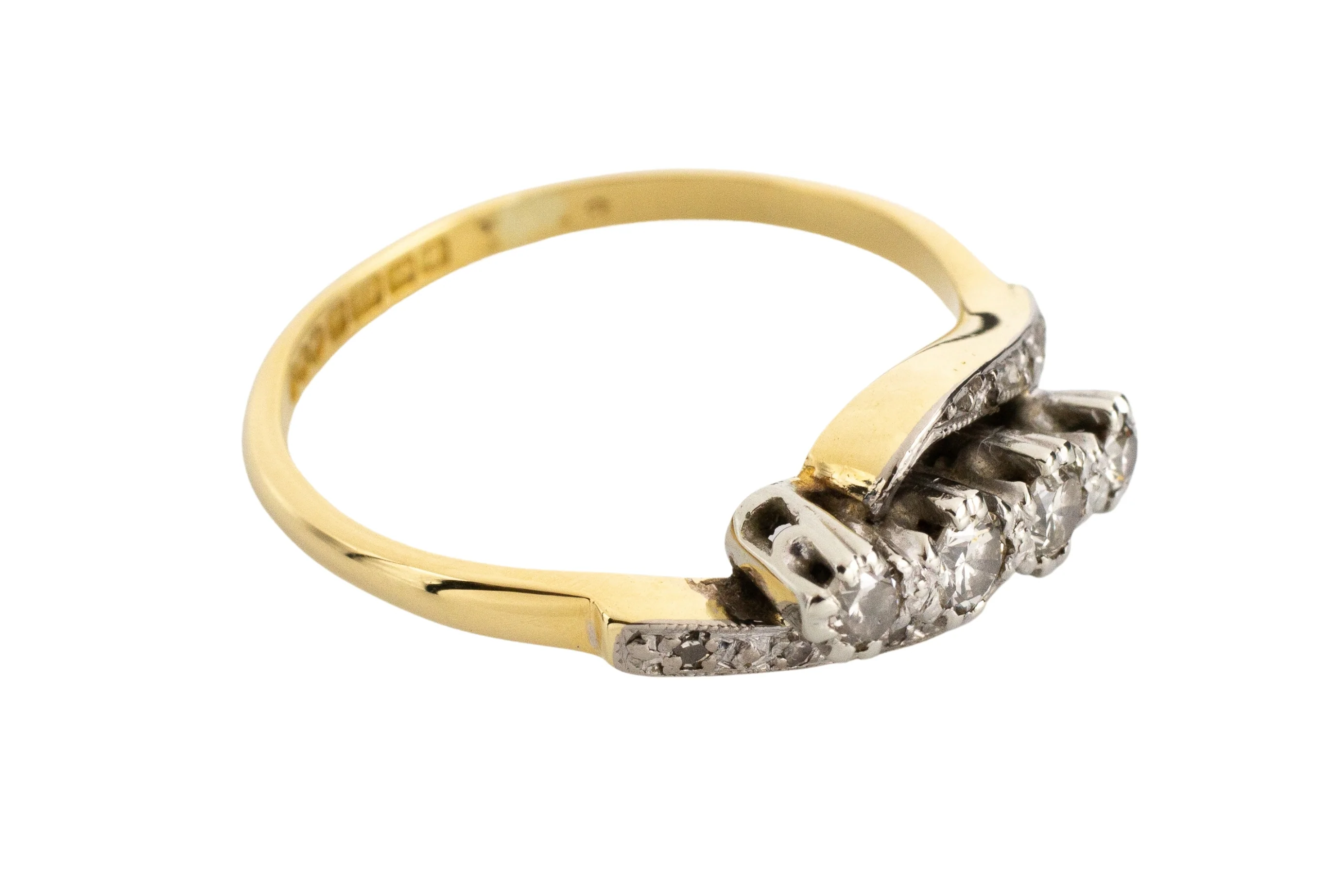 Vintage 18 carat gold diamond swirl ring - Image 4