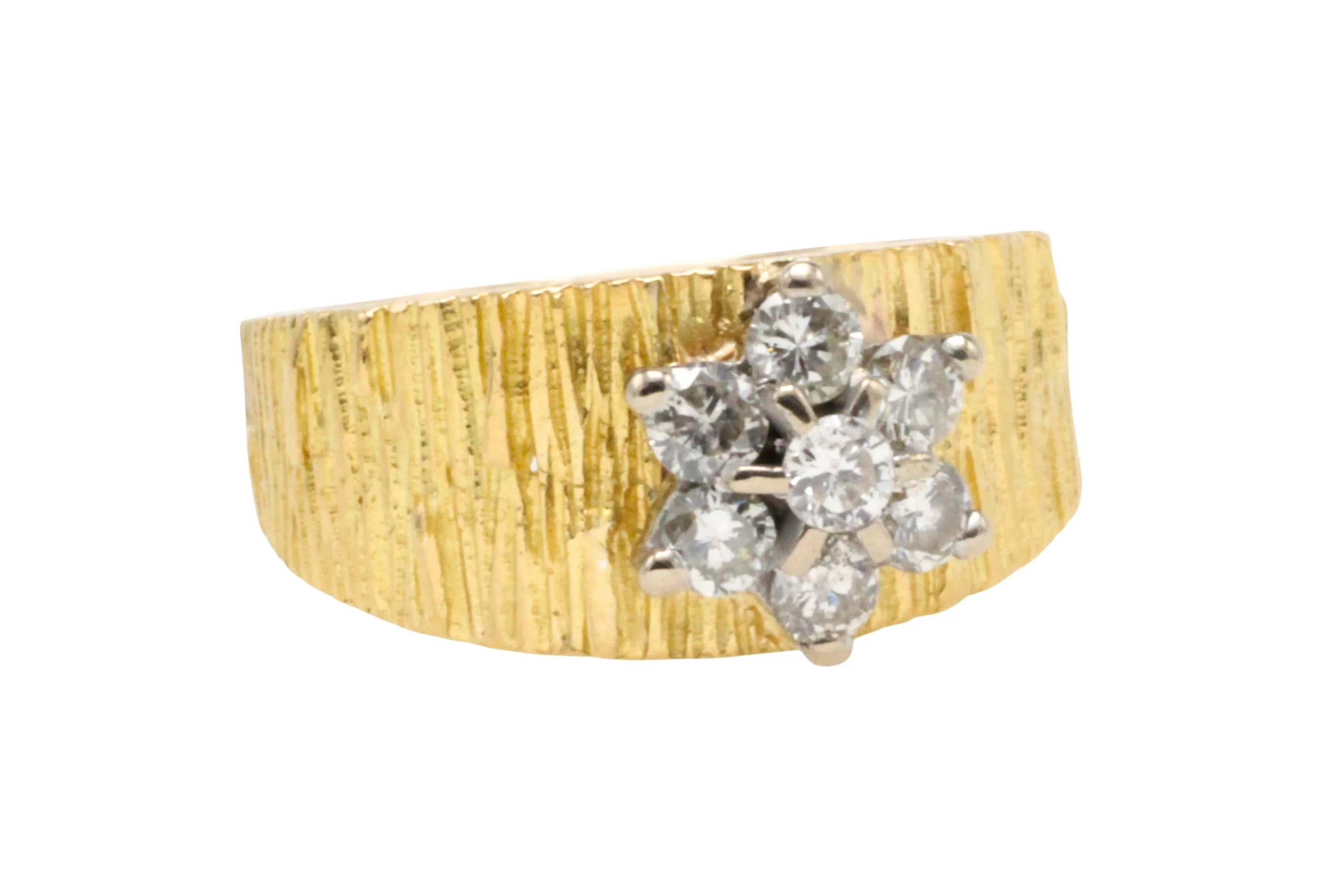 Vintage bark textured diamond ring - Image 2