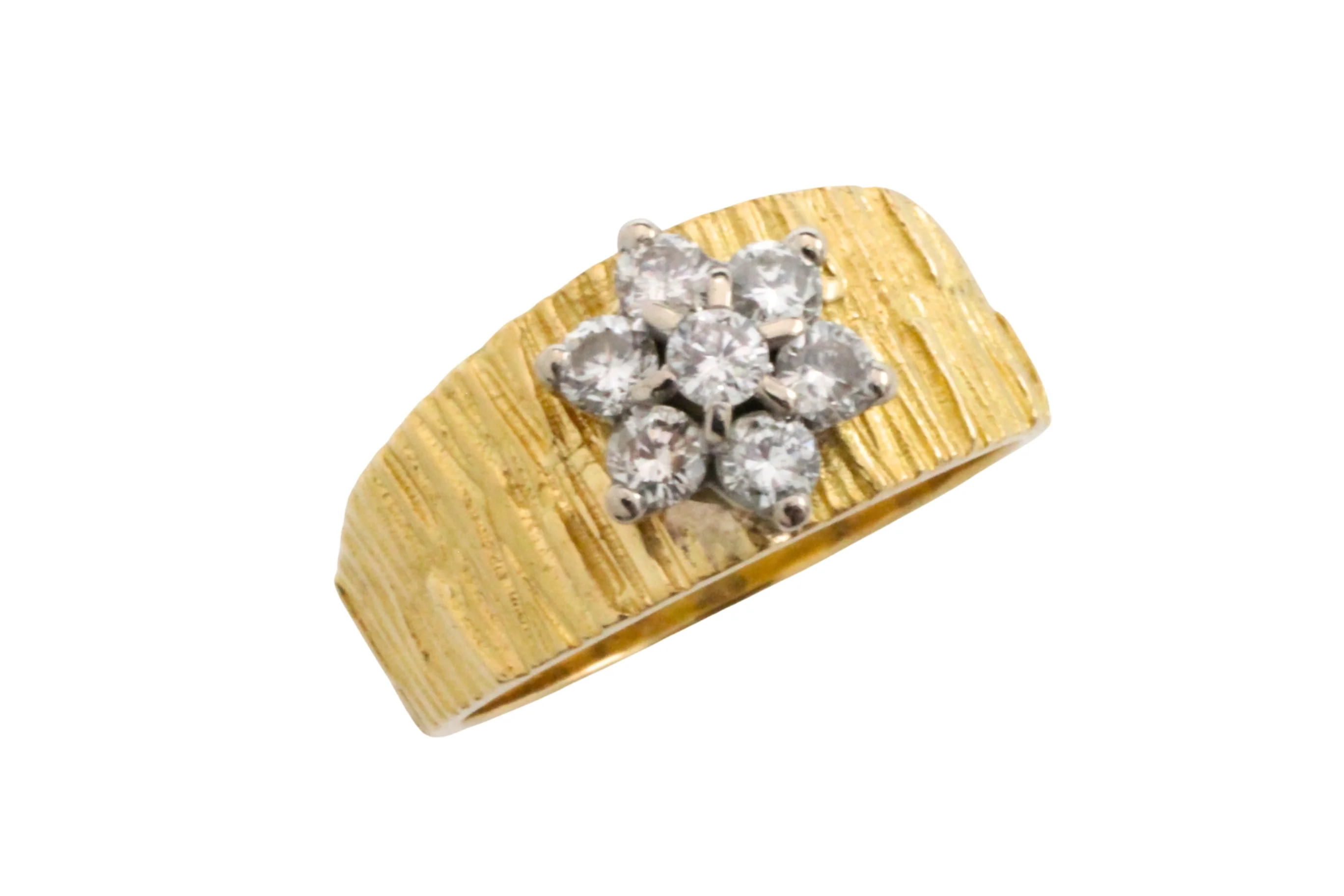 Vintage bark textured diamond ring - Image 3