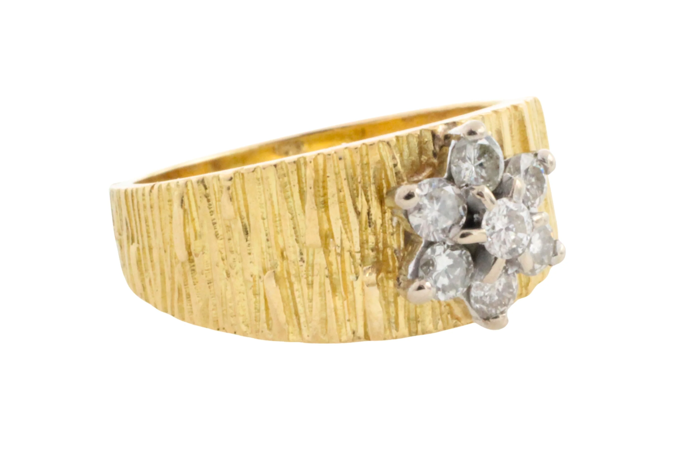Vintage bark textured diamond ring - Image 4
