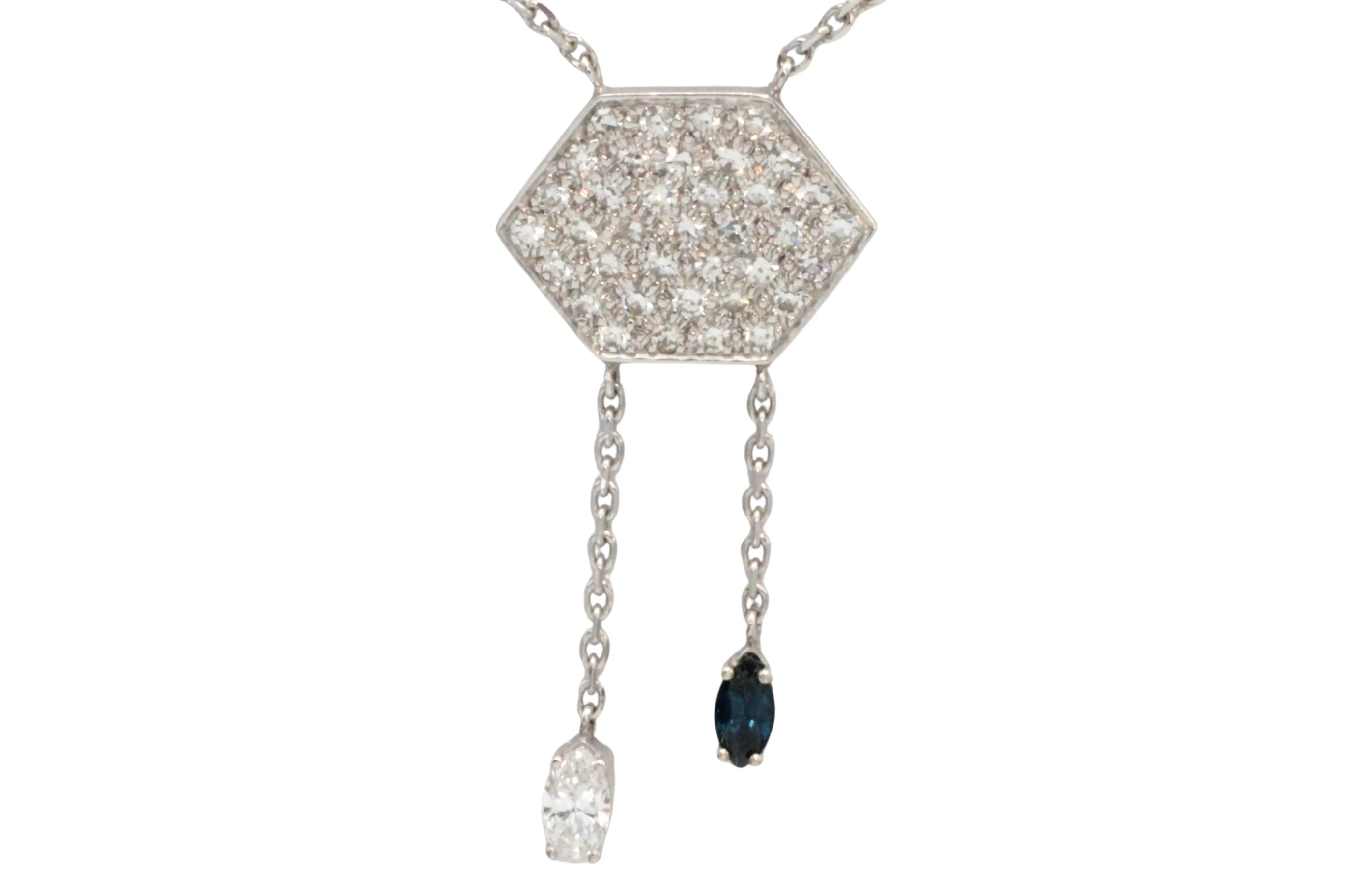 Vintage diamond and sapphire pendant in white gold