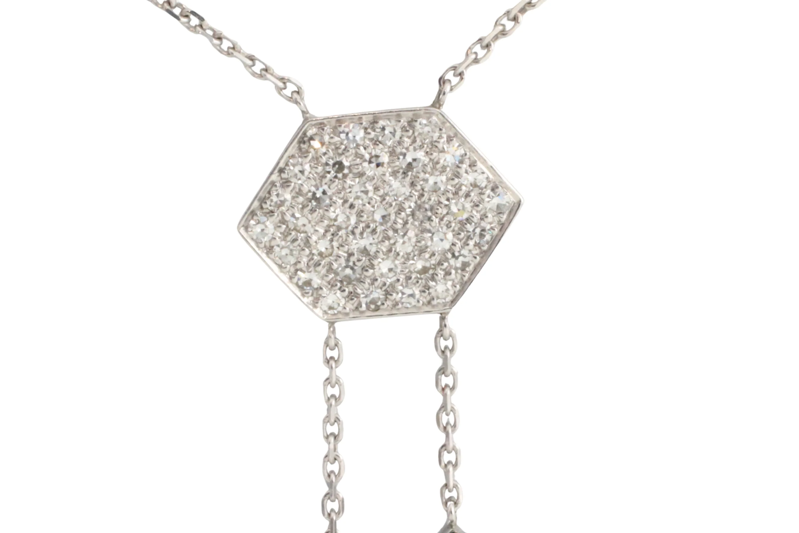 Vintage diamond and sapphire pendant in white gold - Image 3