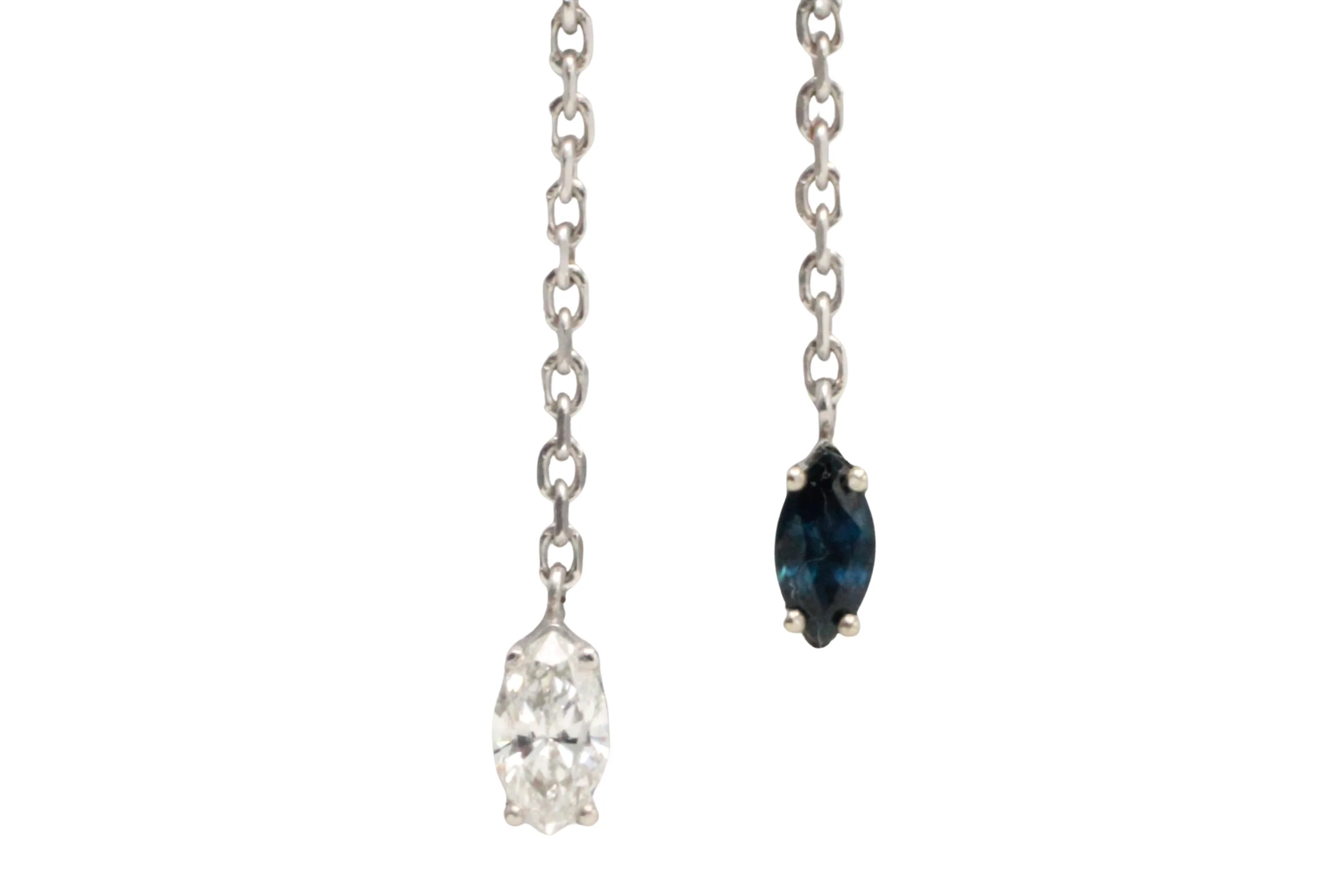 Vintage diamond and sapphire pendant in white gold - Image 4