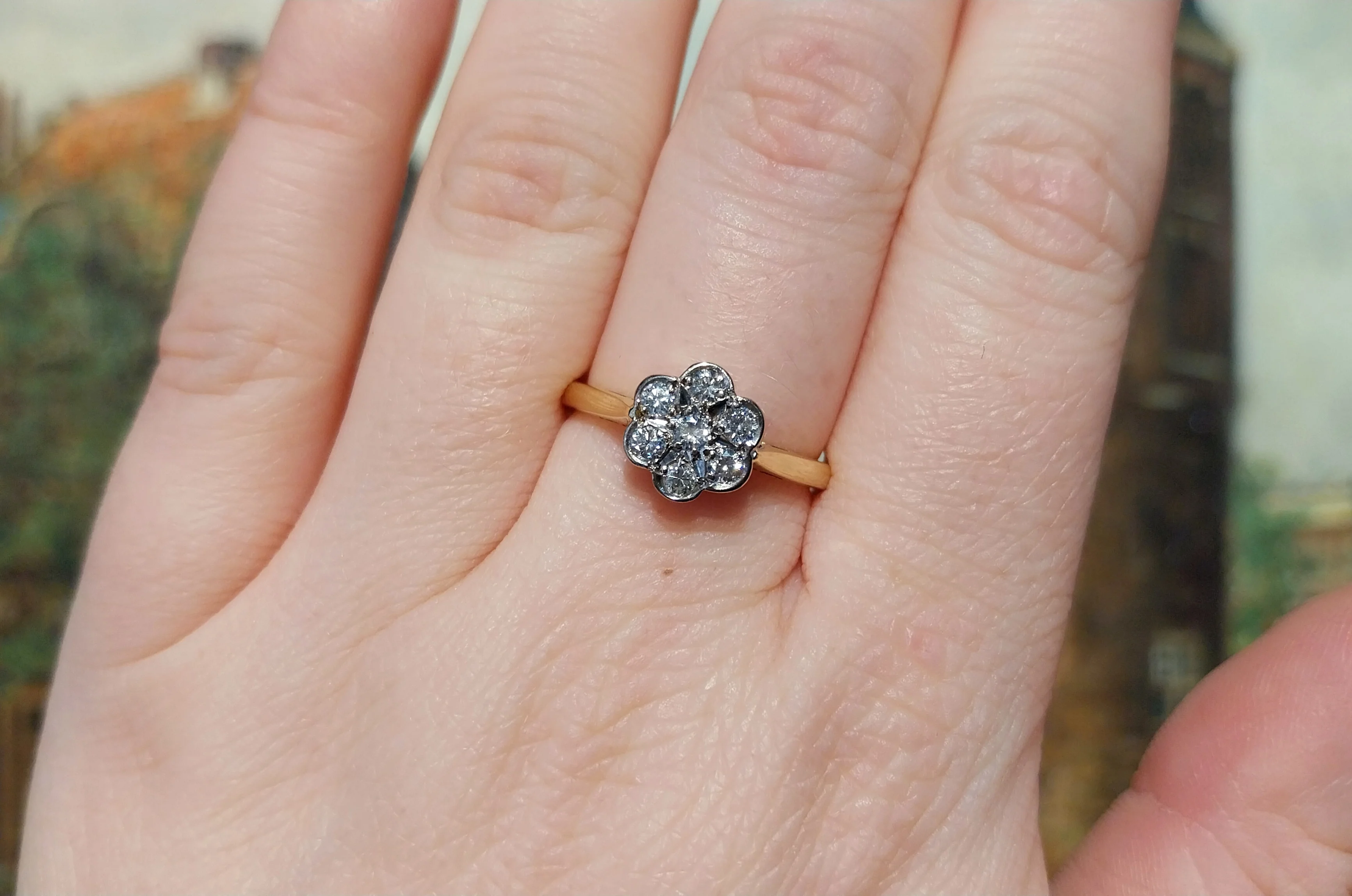 Vintage diamond flower cluster ring - Image 7