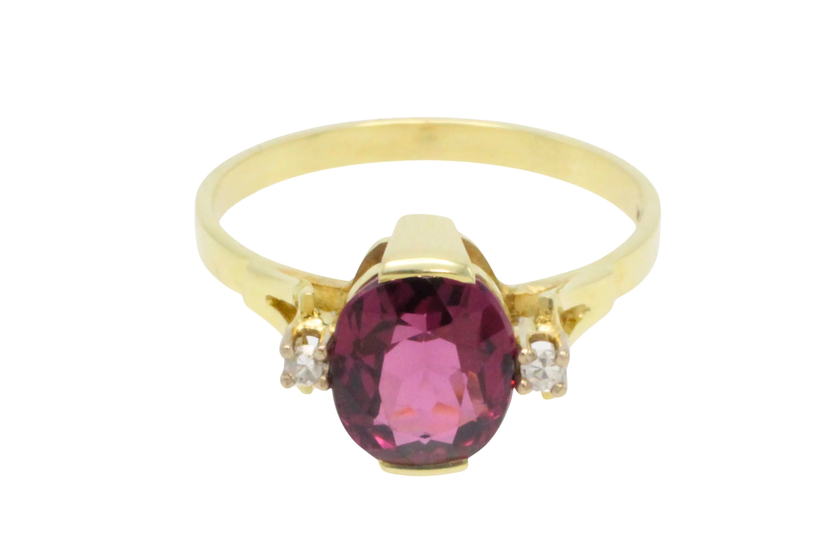 Vintage garnet and diamond ring in 14 carat gold - Image 3