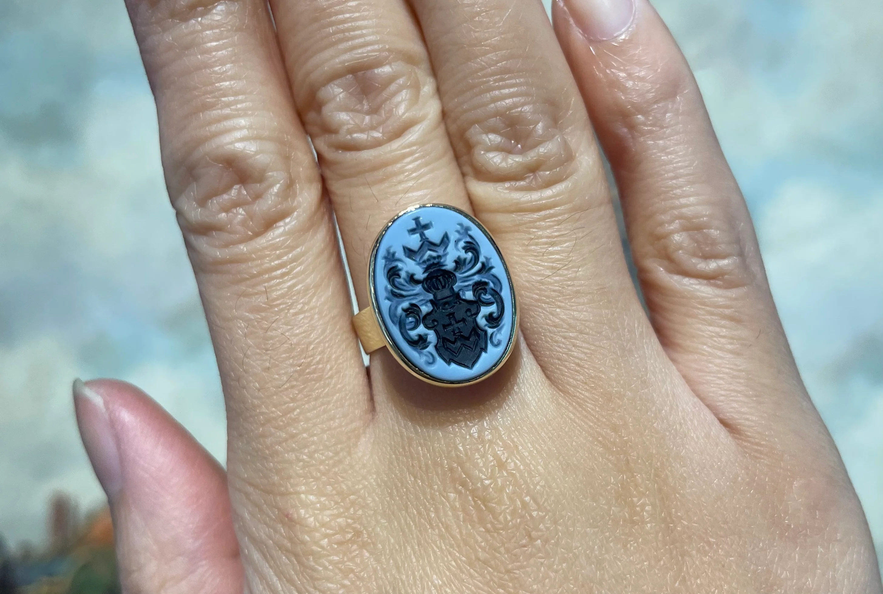 Vintage intaglio signet ring in 14 carat gold - Image 7