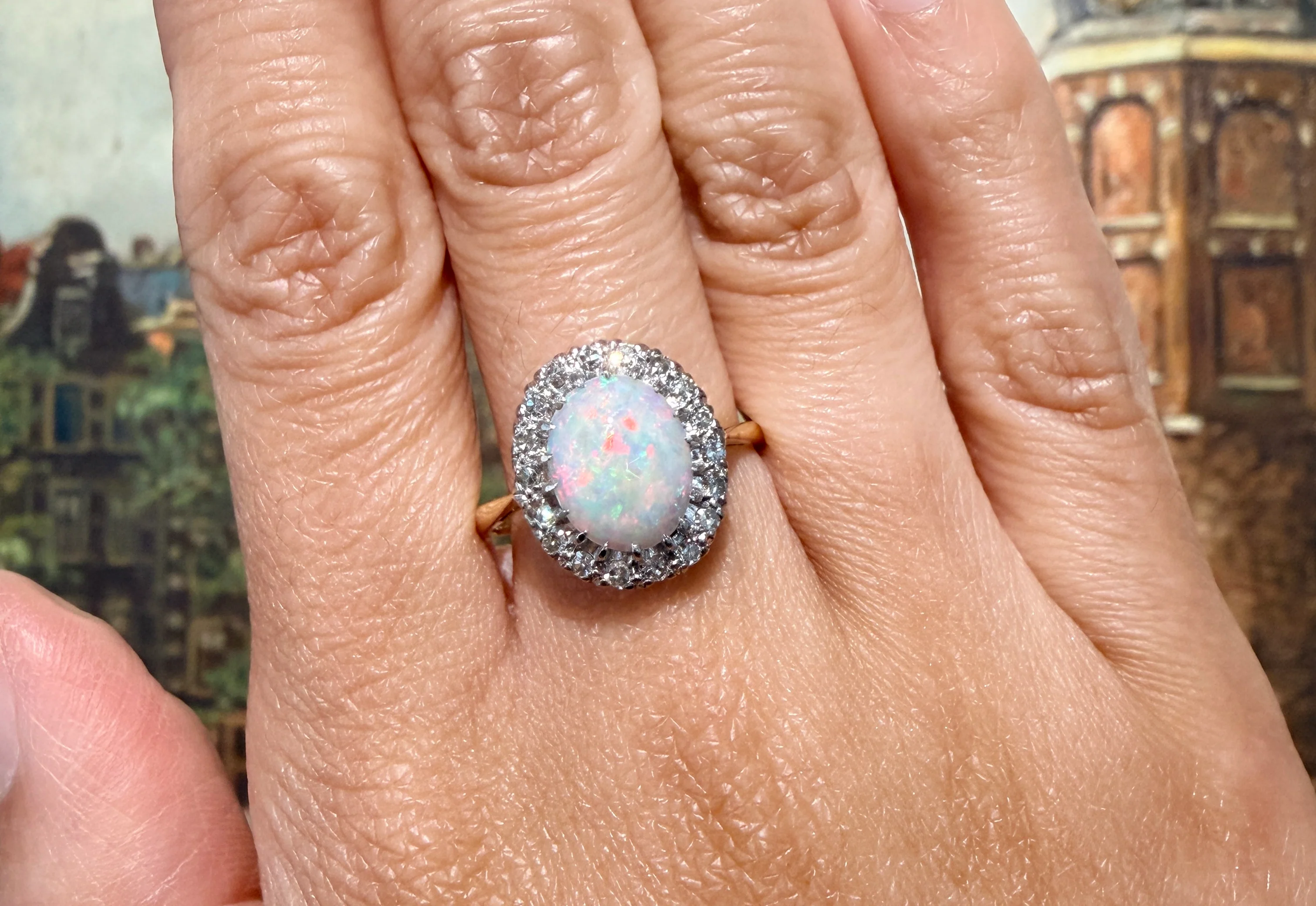 Vintage opal and diamond cluster ring - Image 7