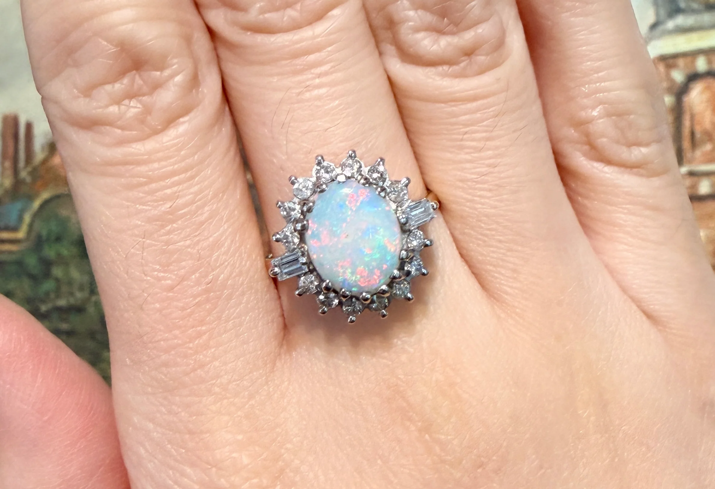Vintage opal and diamond ring - Image 8