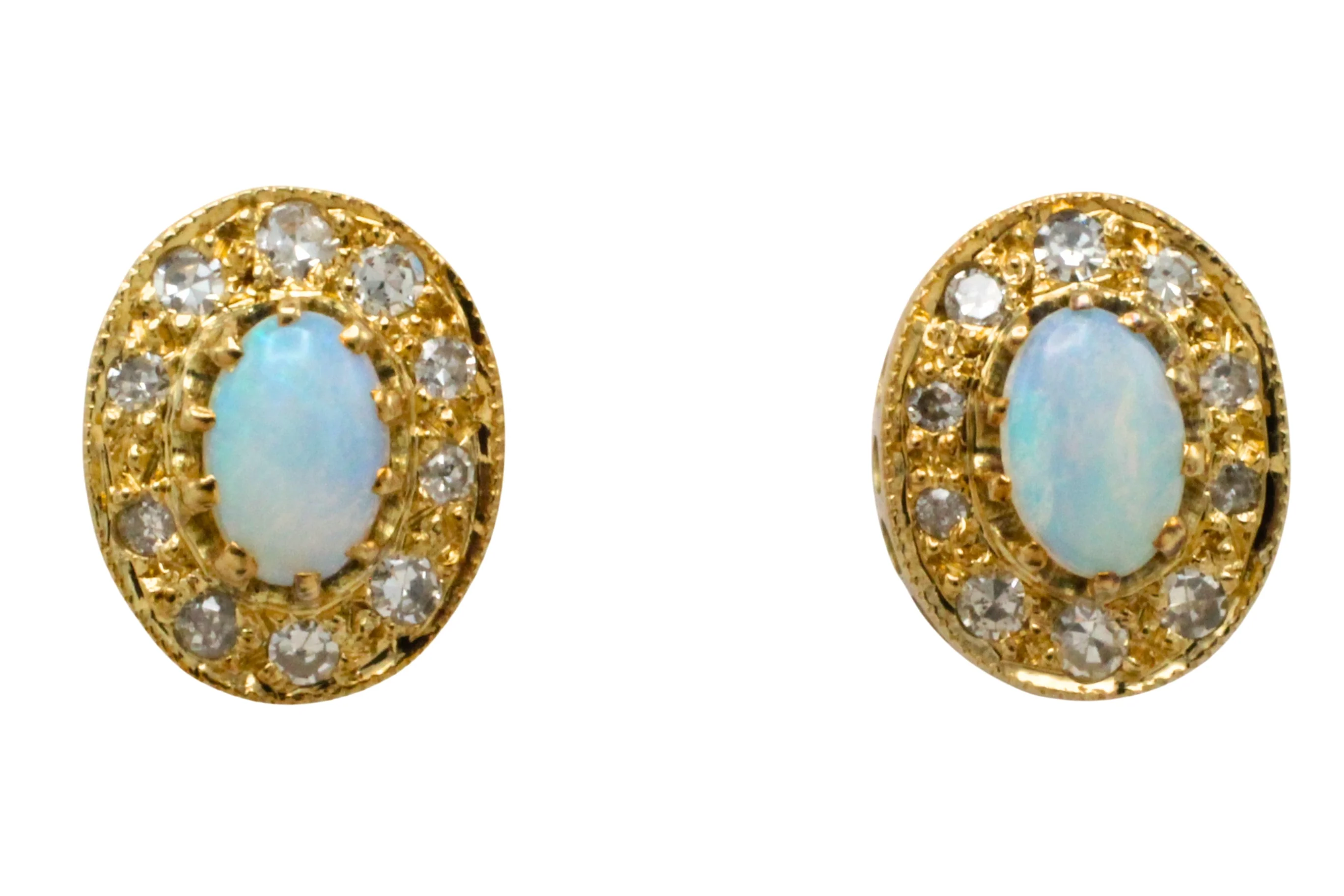 Vintage opal and diamond studs