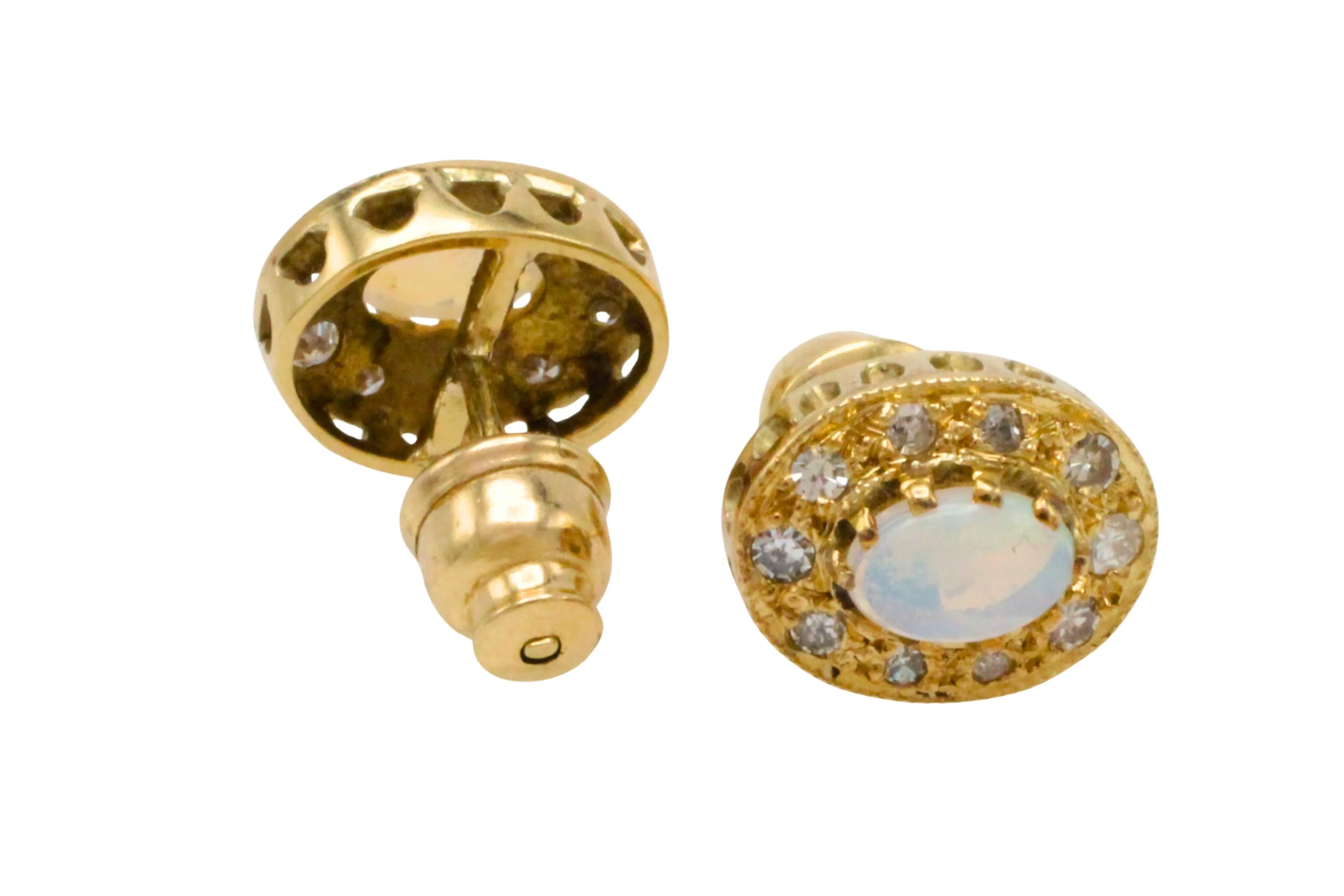 Vintage opal and diamond studs - Image 2