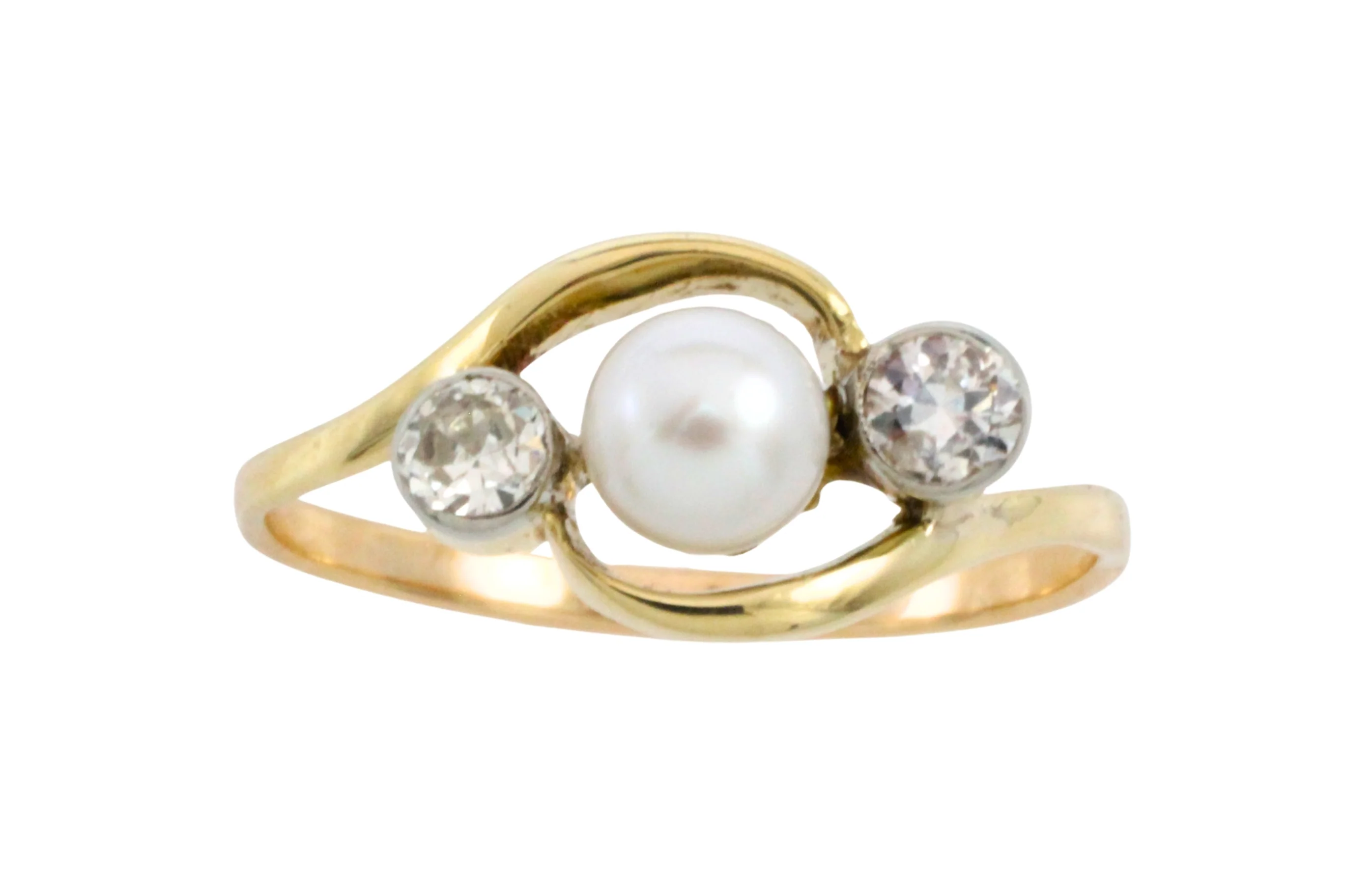 Vintage pearl and brilliant cut diamond ring - Image 4