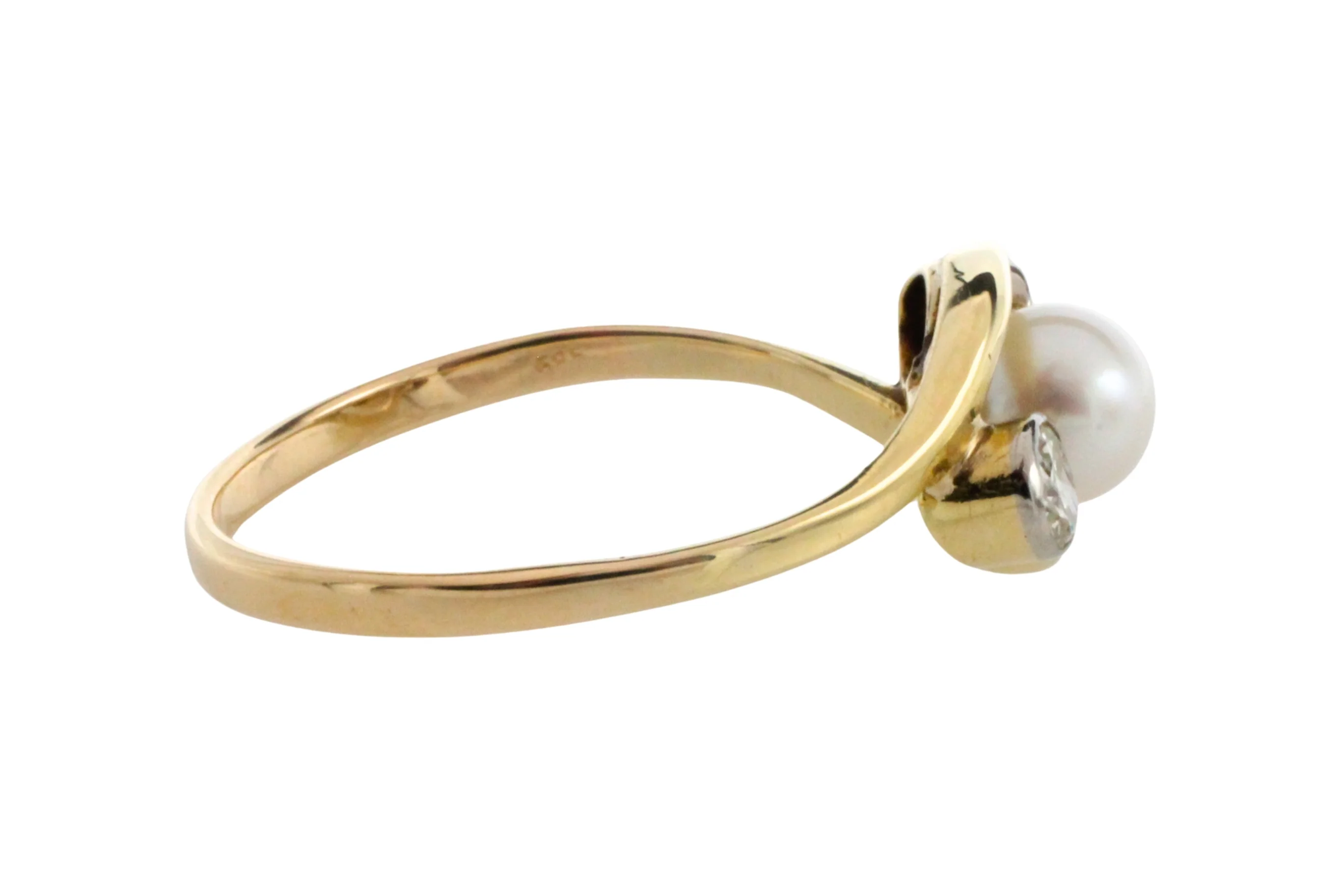 Vintage pearl and brilliant cut diamond ring - Image 6