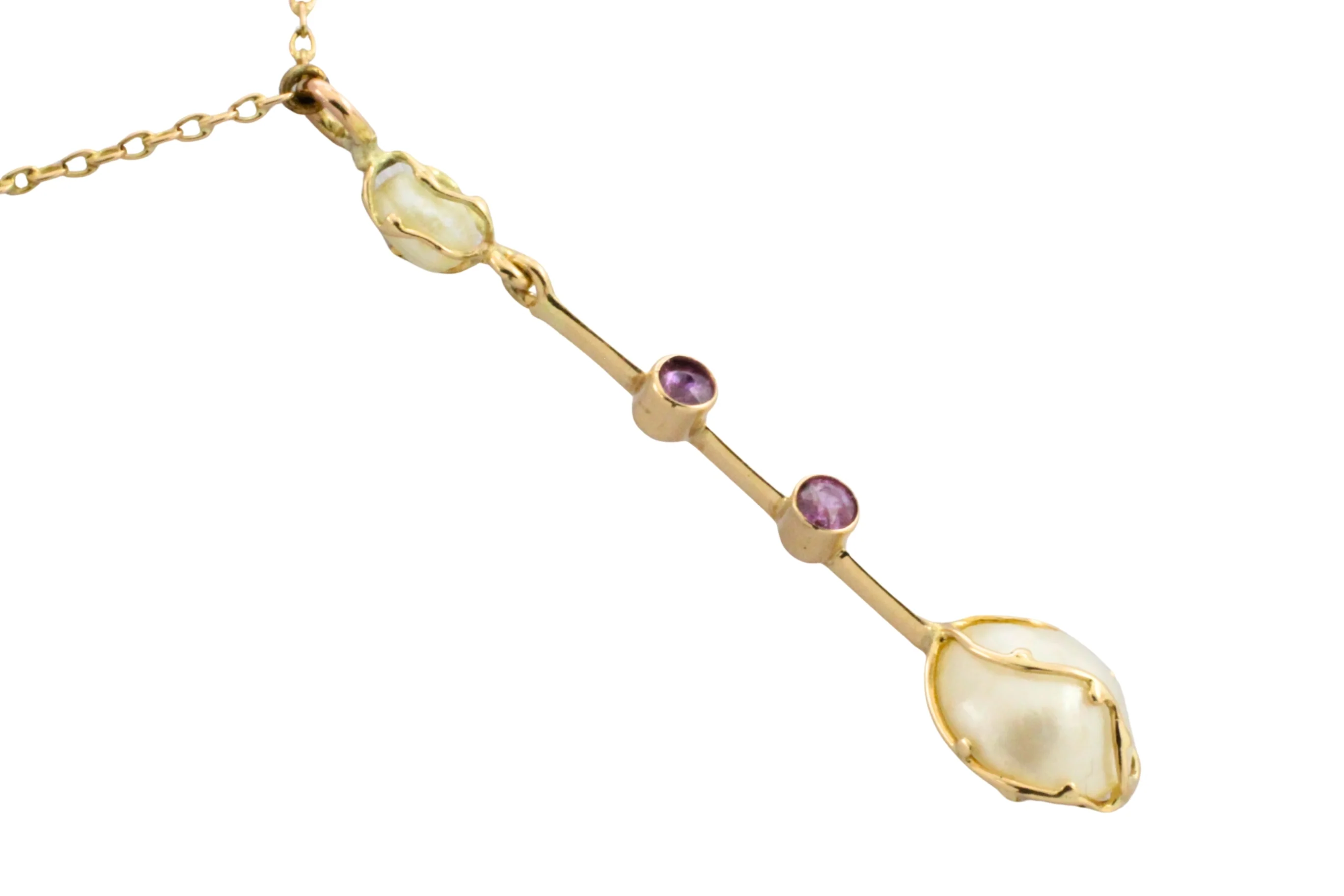 Vintage pearl and tourmaline pendant
