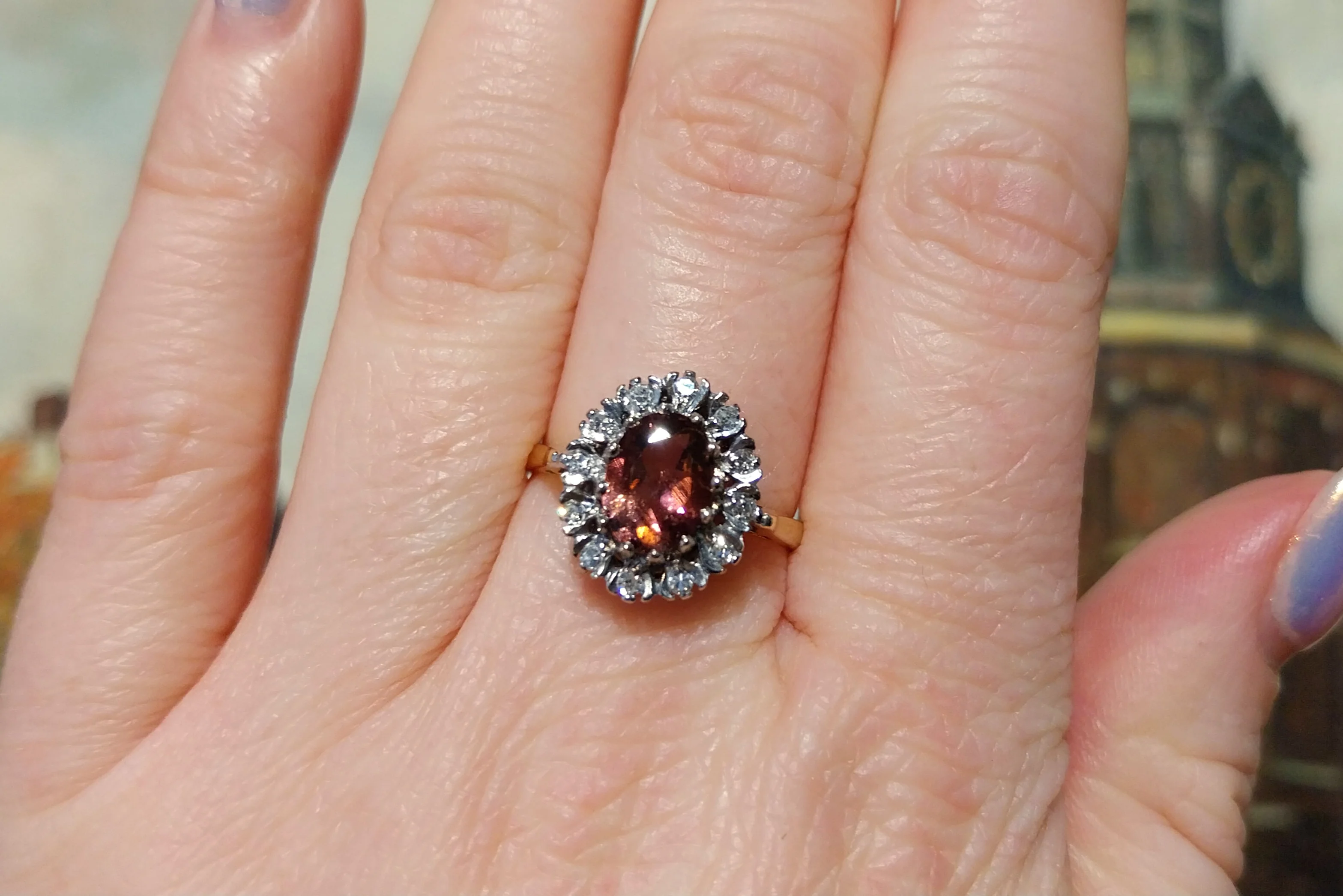 Vintage pink tourmaline and diamond ring - Image 7