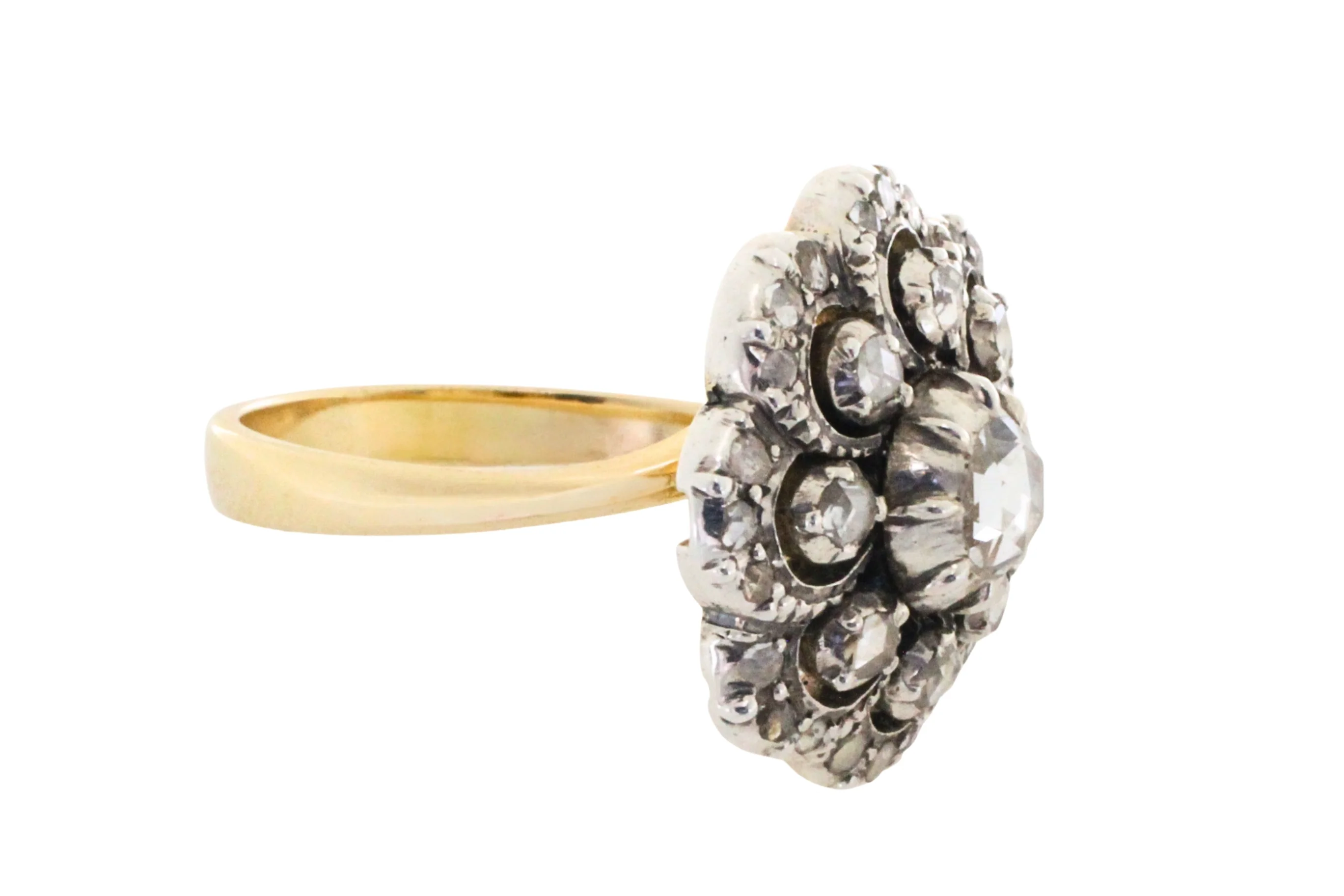 Vintage rose diamond ring in silver and gold - Image 4