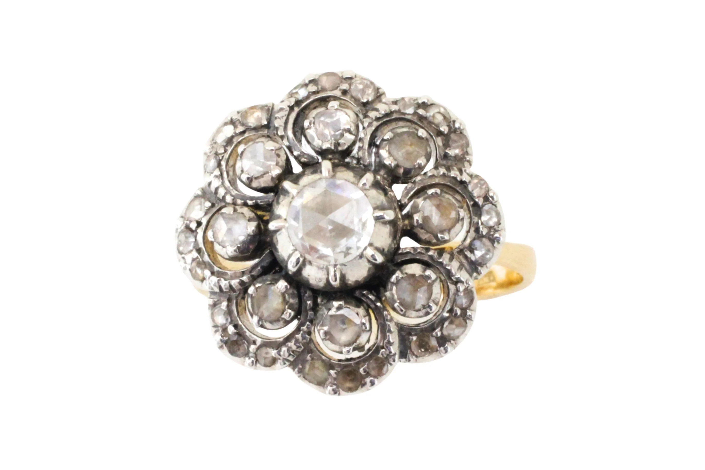 Vintage rose diamond ring in silver and gold - Image 5