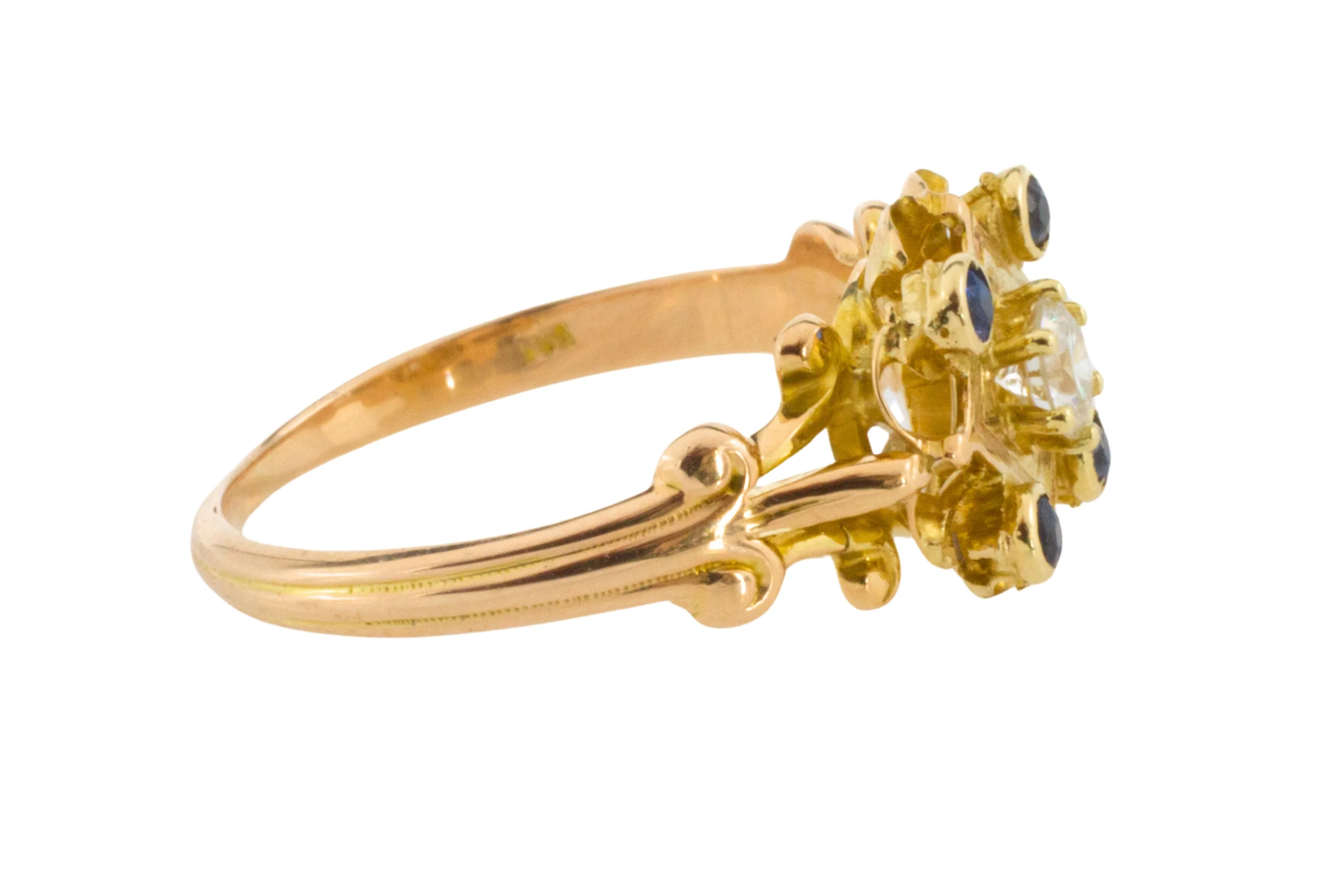 Vintage sapphire and diamond ring in 14 carat gold - Image 5